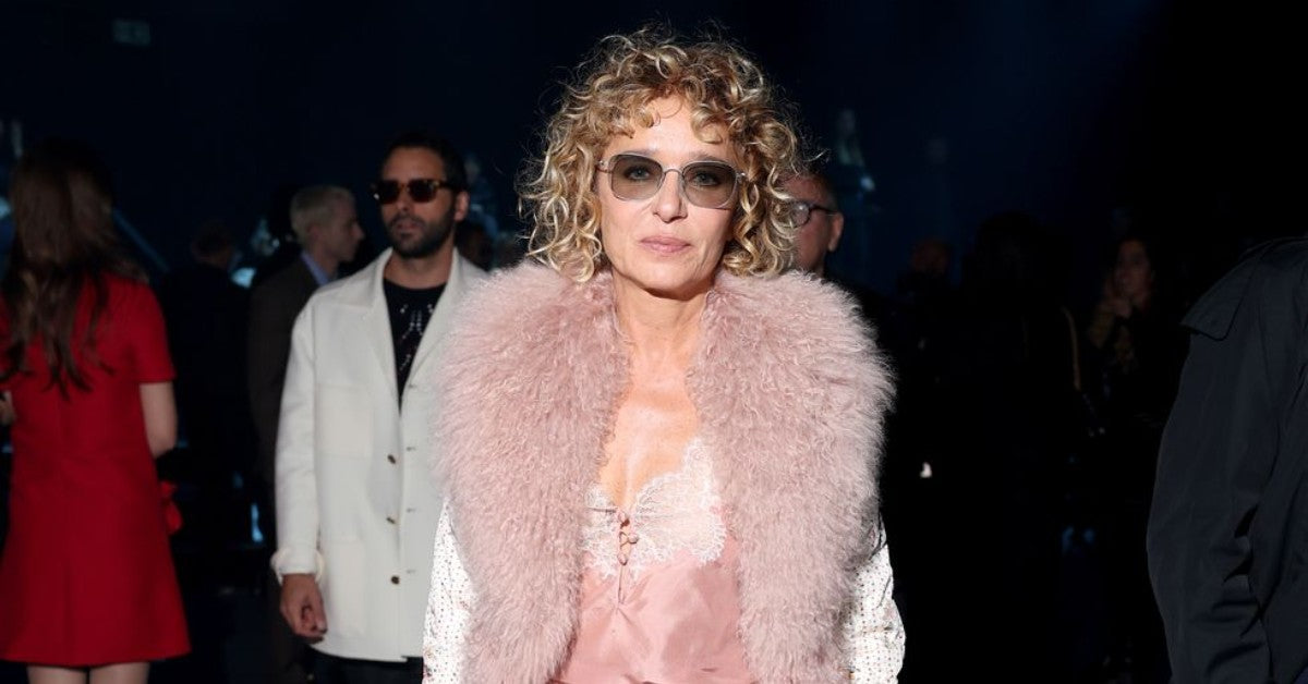 Valeria Golino Reinvents Romanticism in a Rose Lingerie Dress at Paris Fashion Week