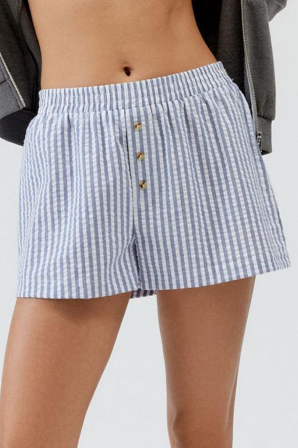 Buy Striped Elastic Waist Shorts by Faz