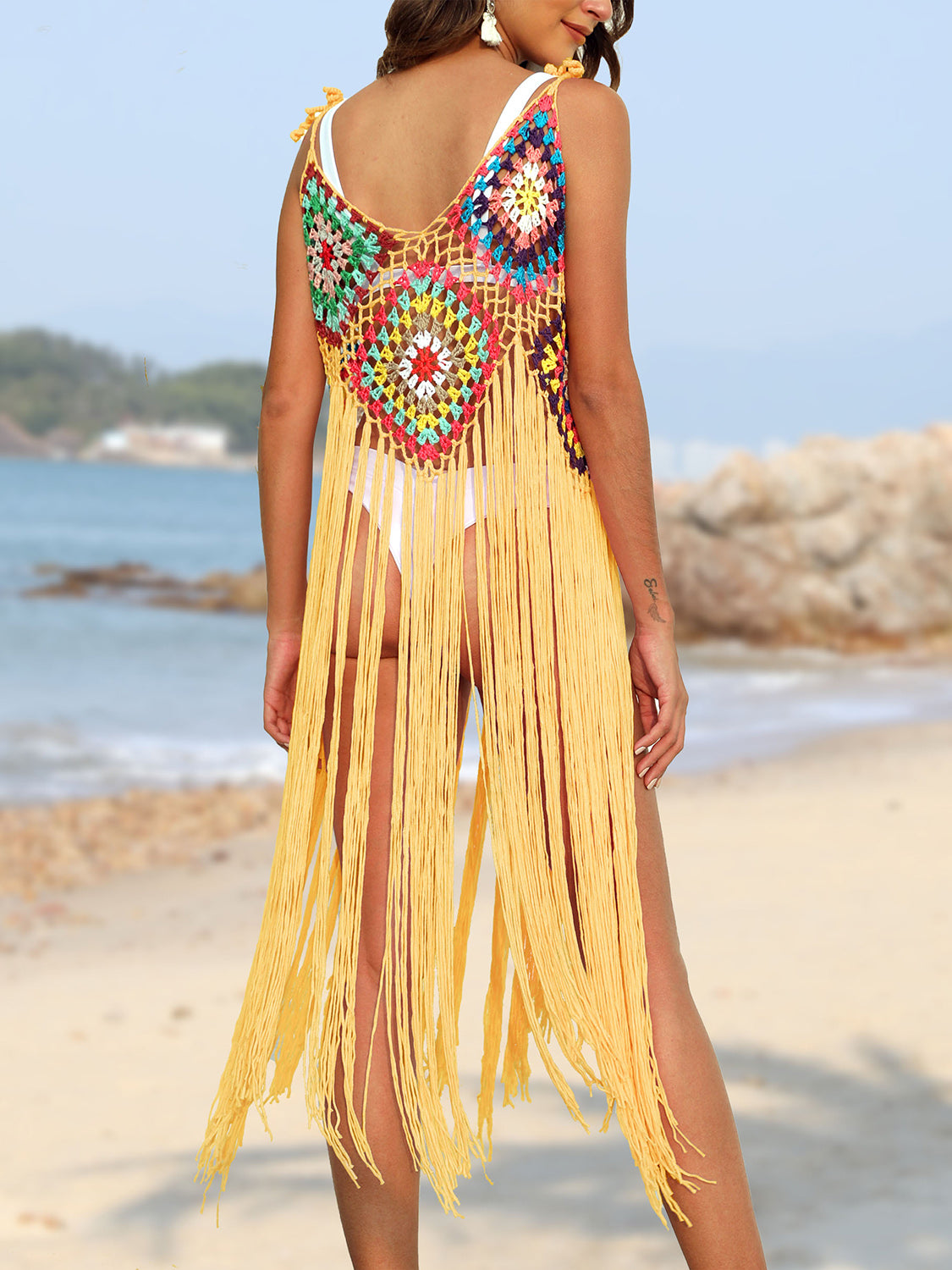 Buy Fringe Spaghetti Strap Cover-Up by Faz