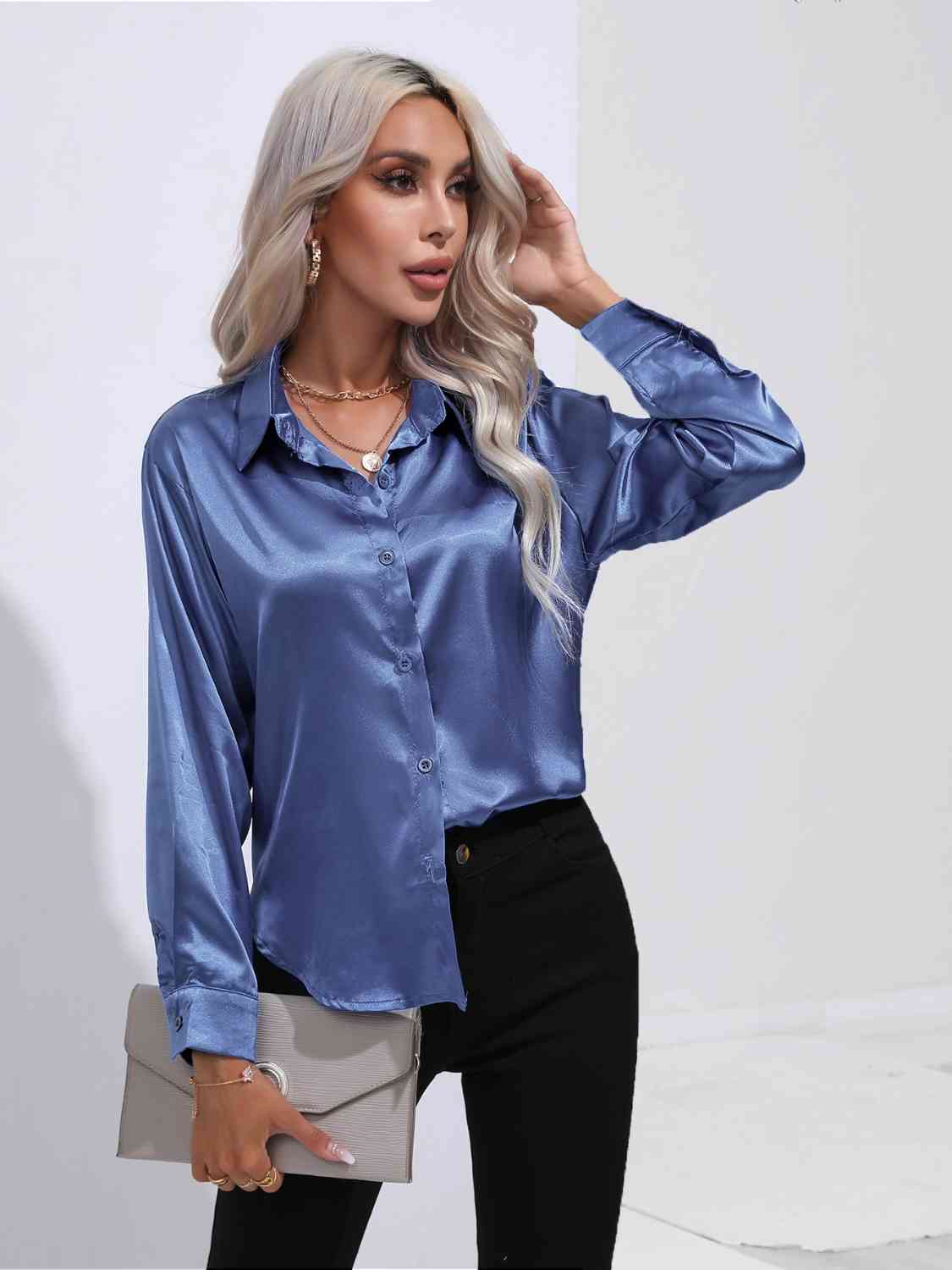 Buy Collared Neck Buttoned Long Sleeve Shirt by B&S
