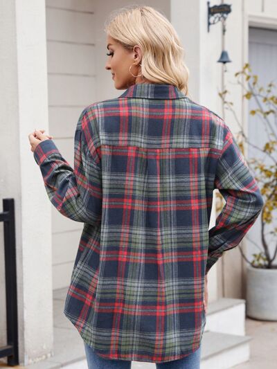 Buy Plaid Button Up Long Sleeve Shirt by Mandy
