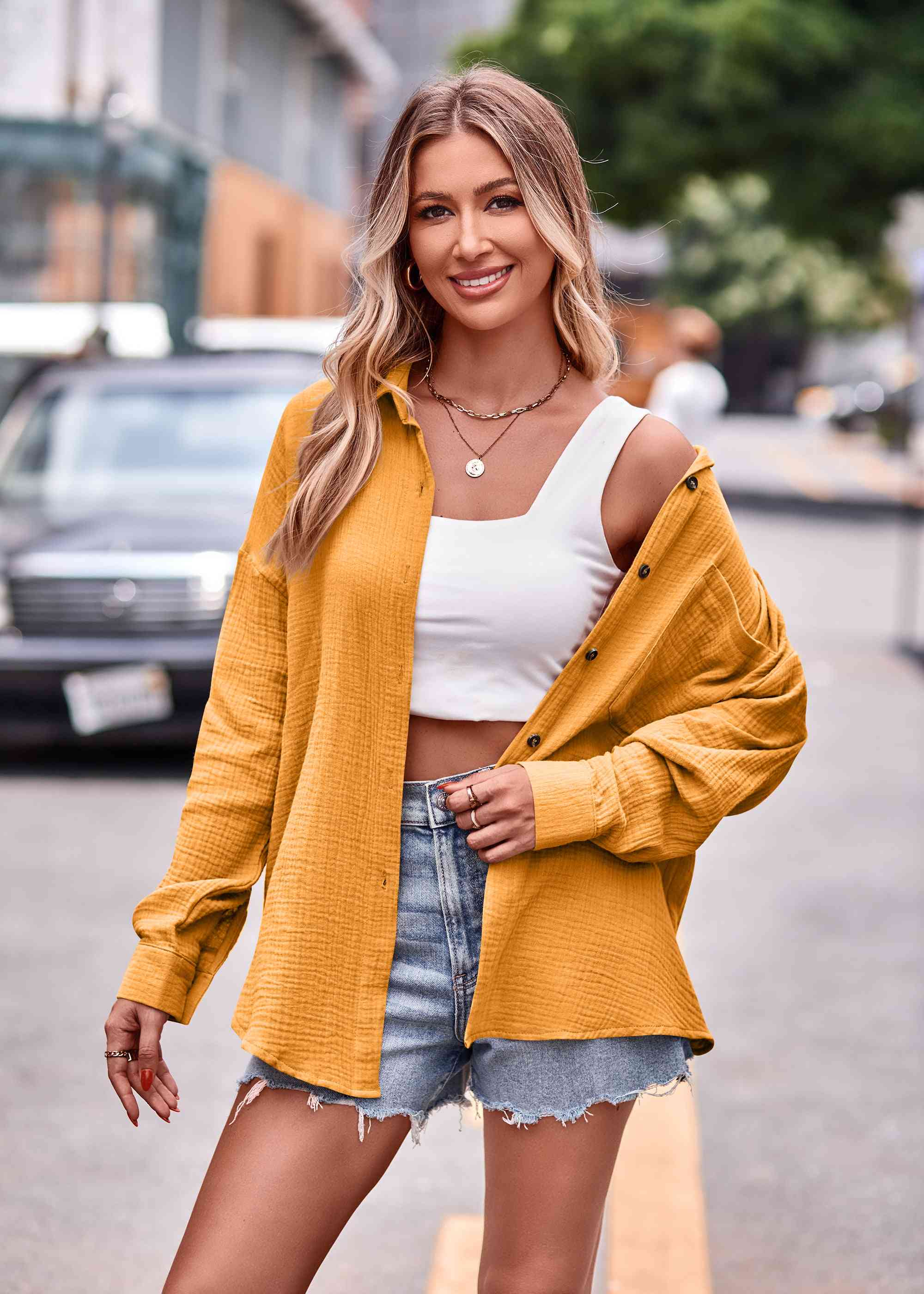 Buy Textured Dropped Shoulder Longline Shirt by AYL