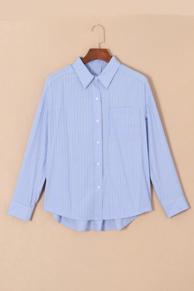 Buy Striped Button Up Long Sleeve Shirt by SYNZ