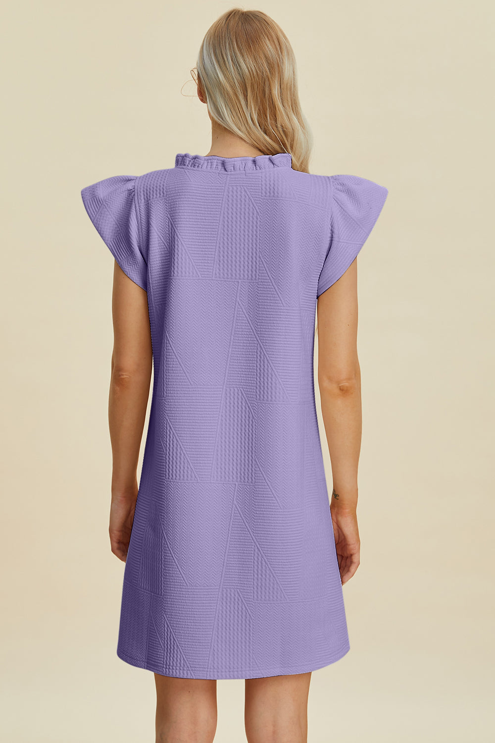 Buy Full Size Ruffled V-Neck Cap Sleeve Dress by Faz