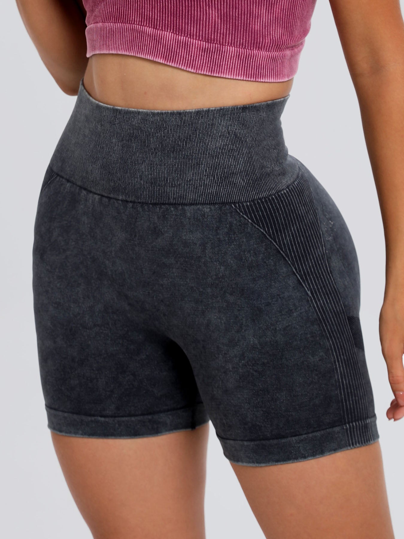 Buy Washed High Waist Active Shorts by Faz