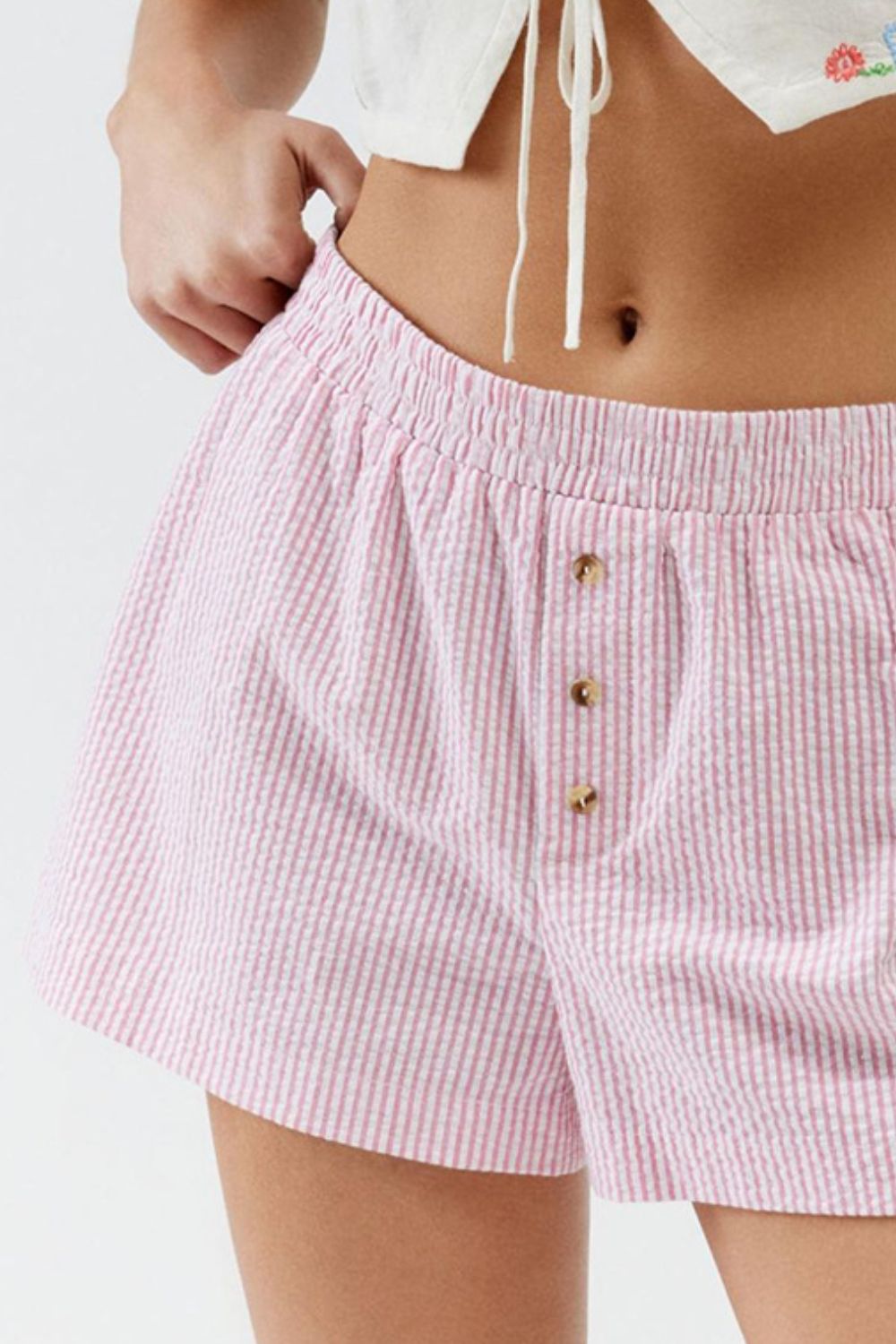 Buy Striped Elastic Waist Shorts by Faz