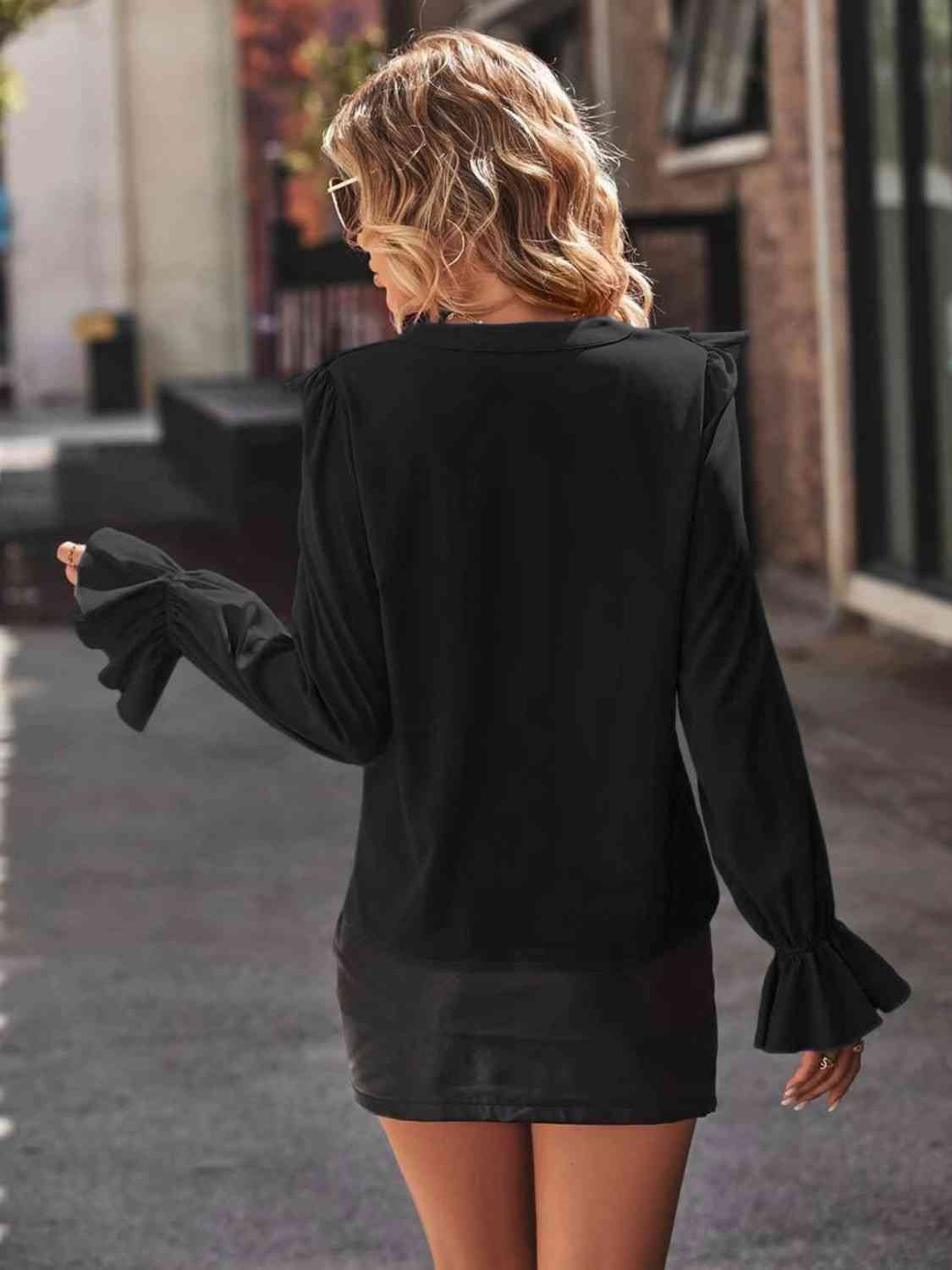 Buy Ruffled V-Neck Flounce Sleeve Shirt by A@X@E