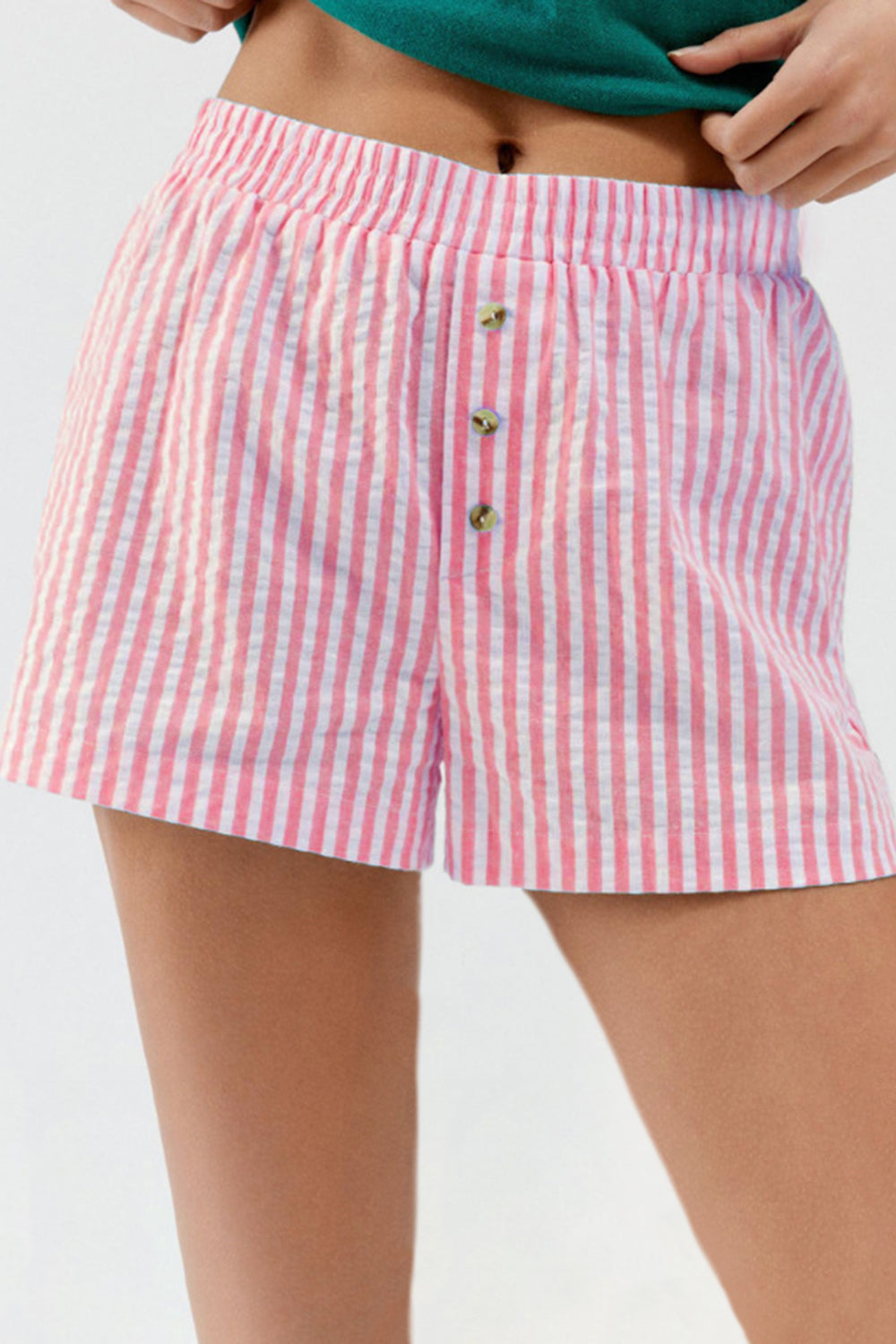 Buy Striped Elastic Waist Shorts by Faz