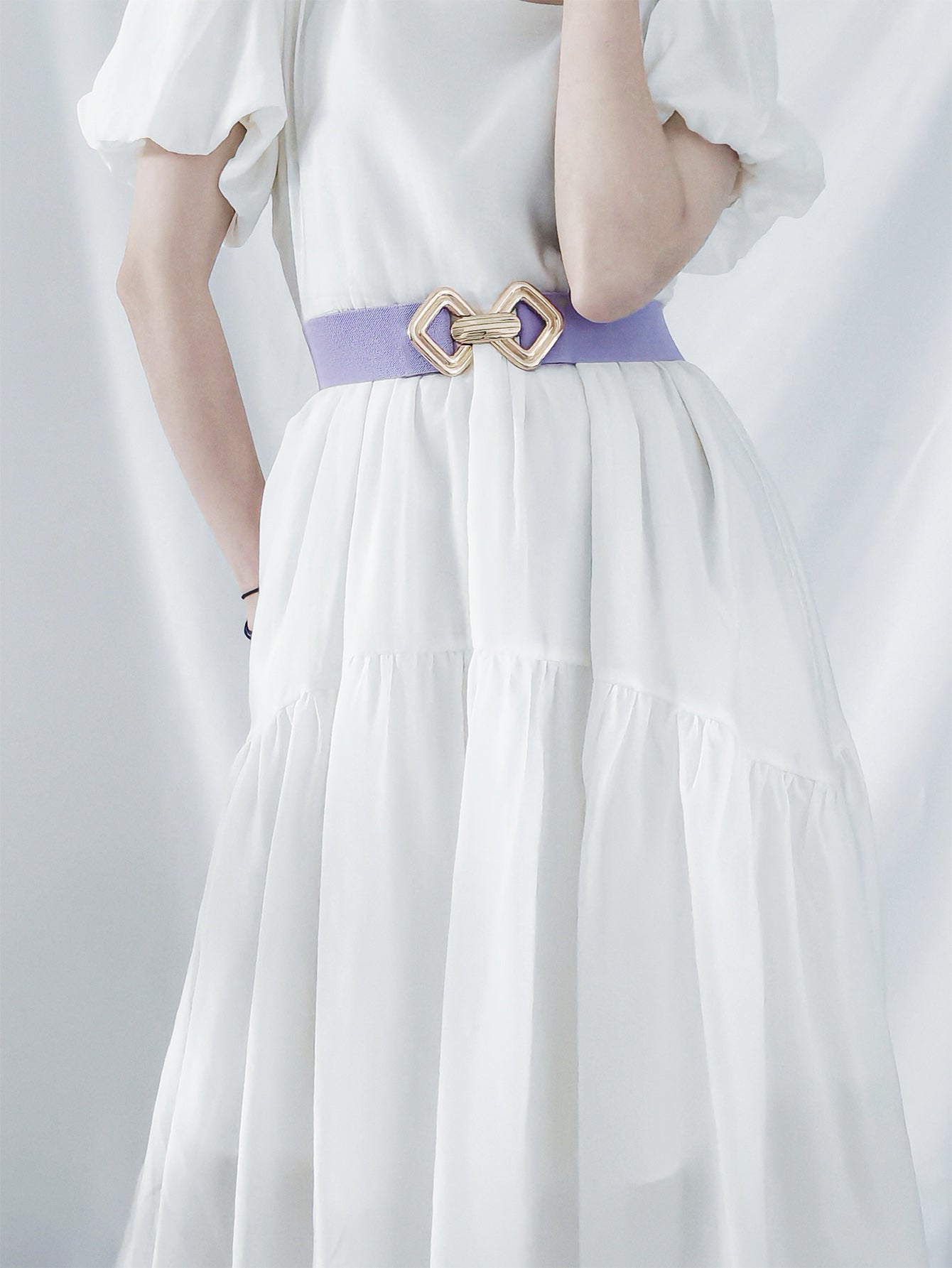 Buy Geometric Buckle Elastic Wide Belt by Faz