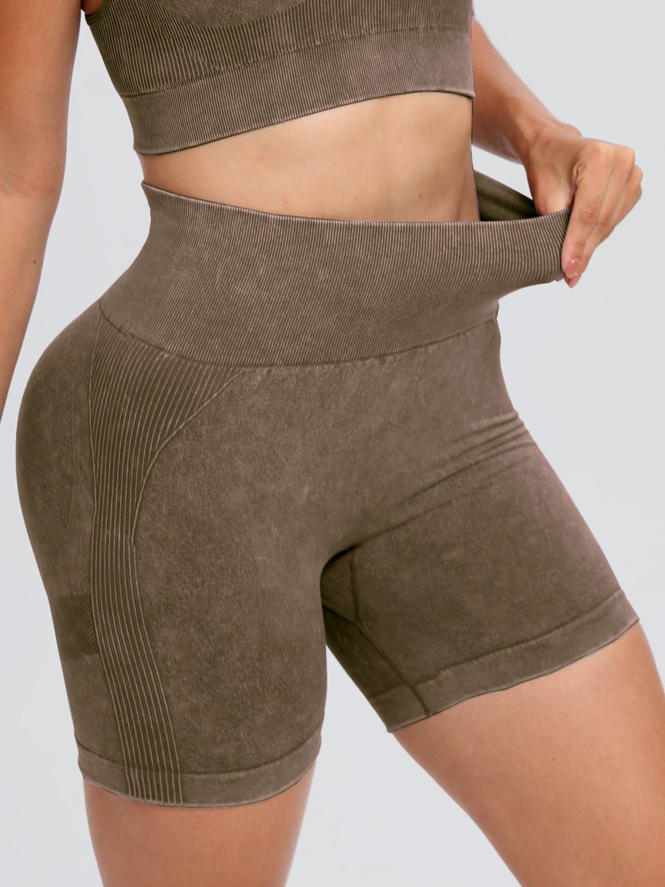 Buy Washed High Waist Active Shorts by Faz