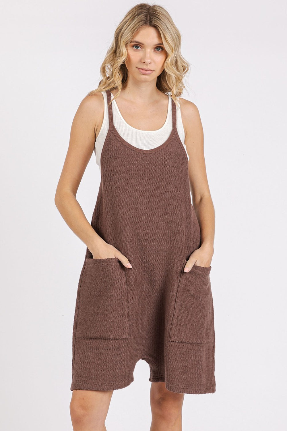 Scoop Neck Spaghetti Strap Overalls with Pockets