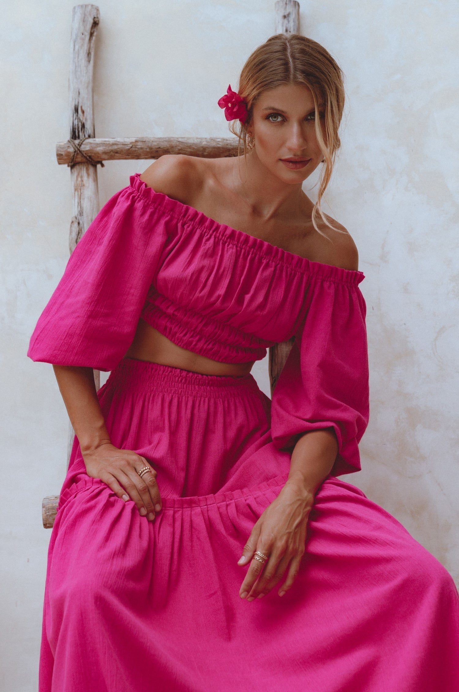 Buy Annabelle Linen Cropped Top by Bali ELF