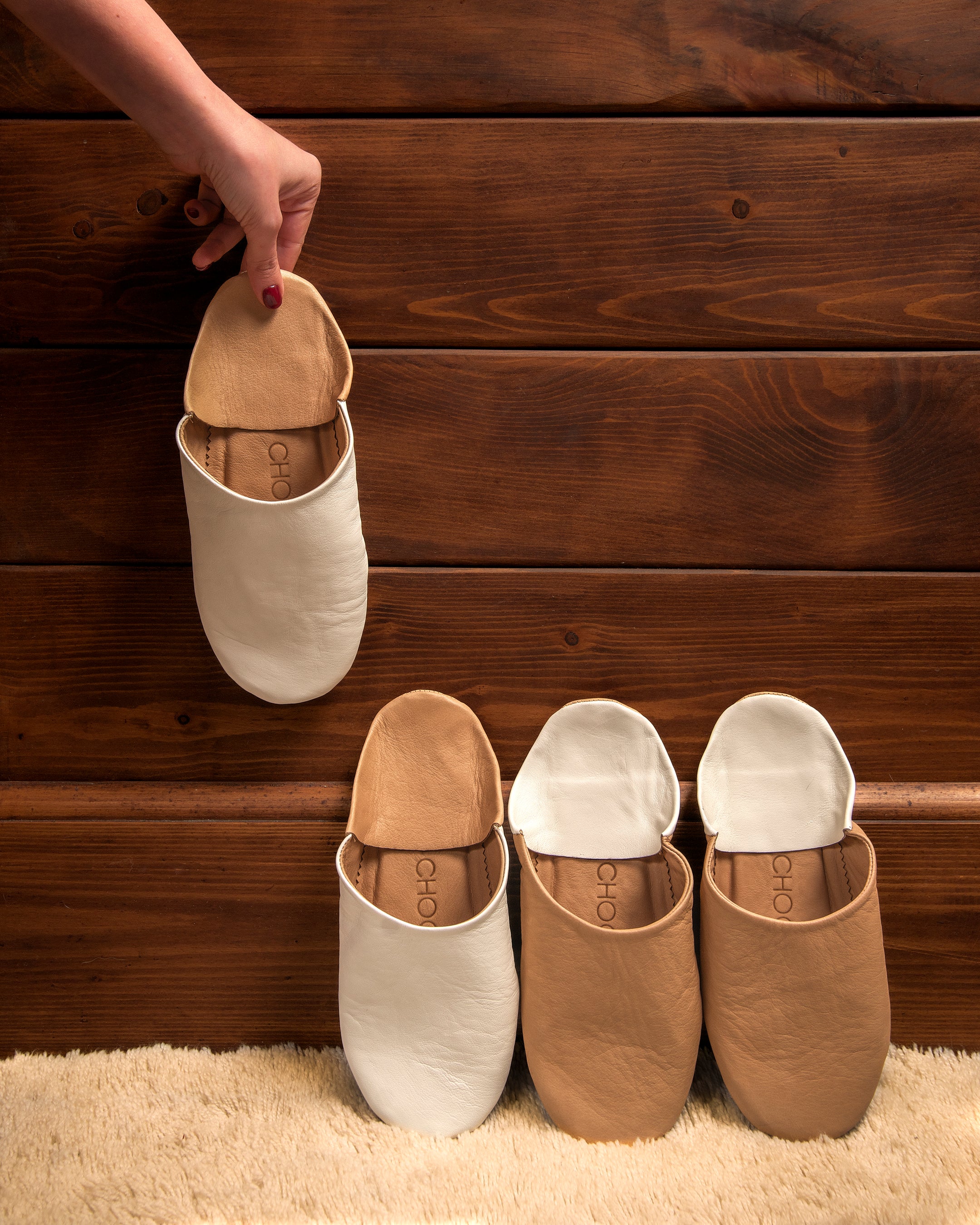 Cappuccino Ivory - Leather Slippers
