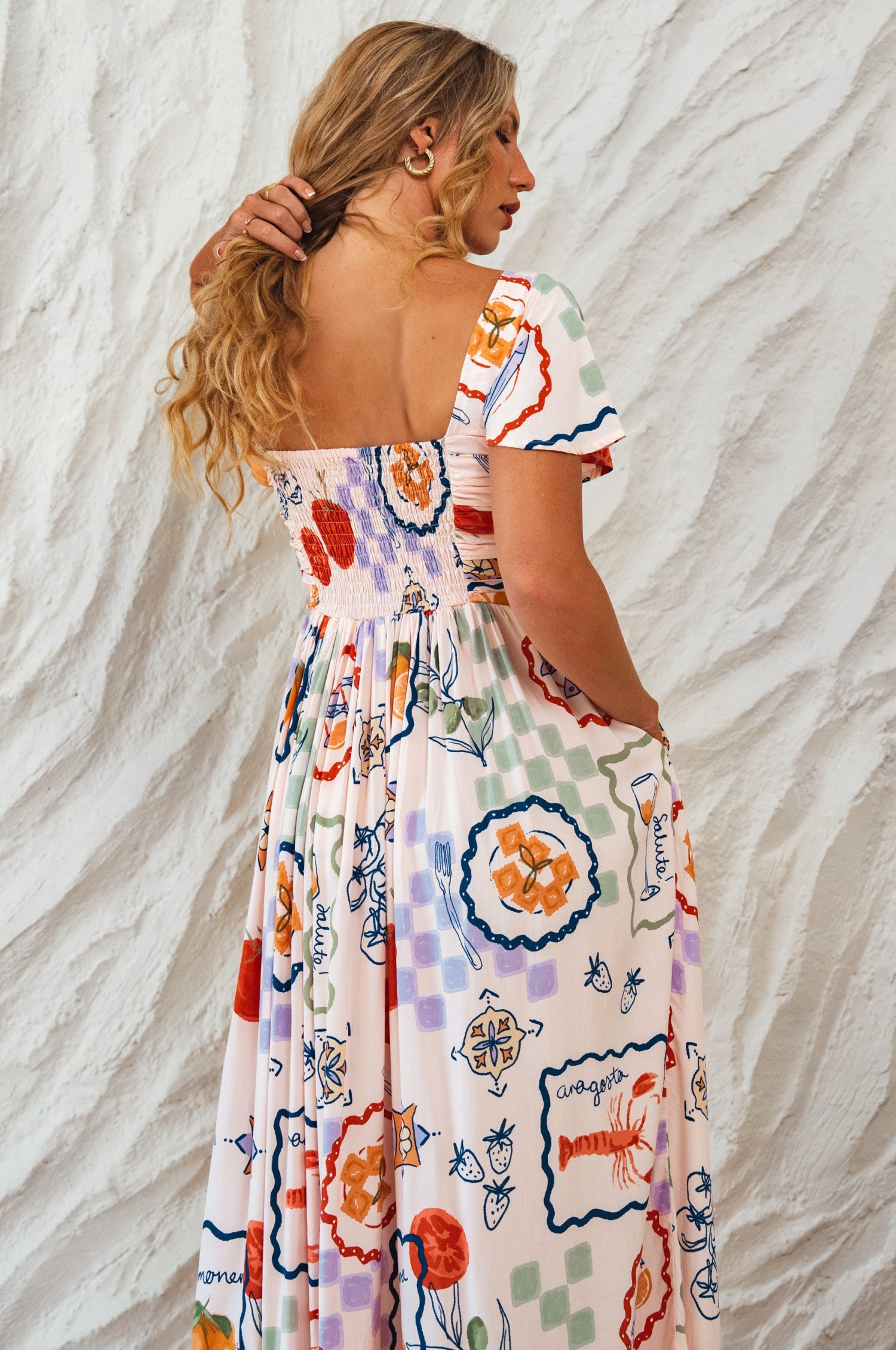 Buy Clemente Gathered Midi Dress by Bali ELF