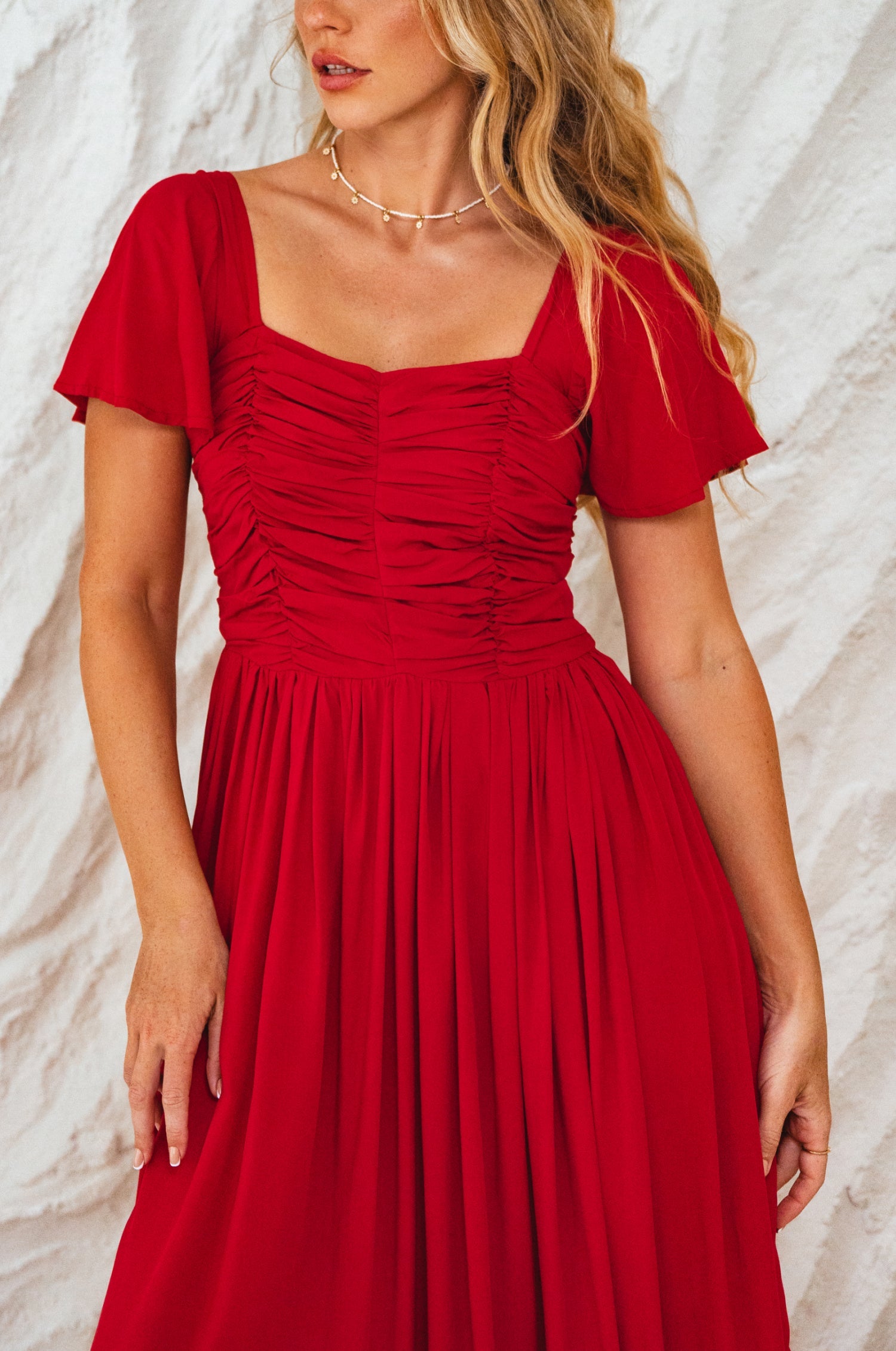 Buy Clemente Gathered Midi Dress by Bali ELF