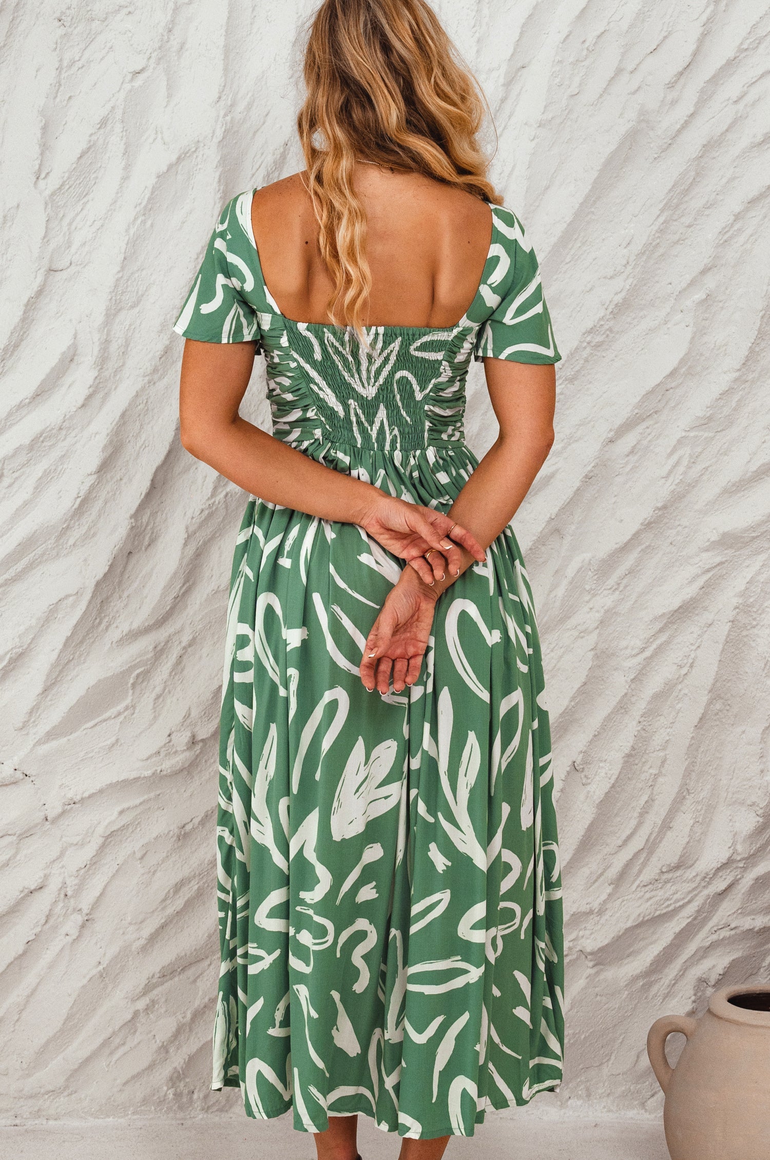 Buy Clemente Gathered Midi Dress by Bali ELF