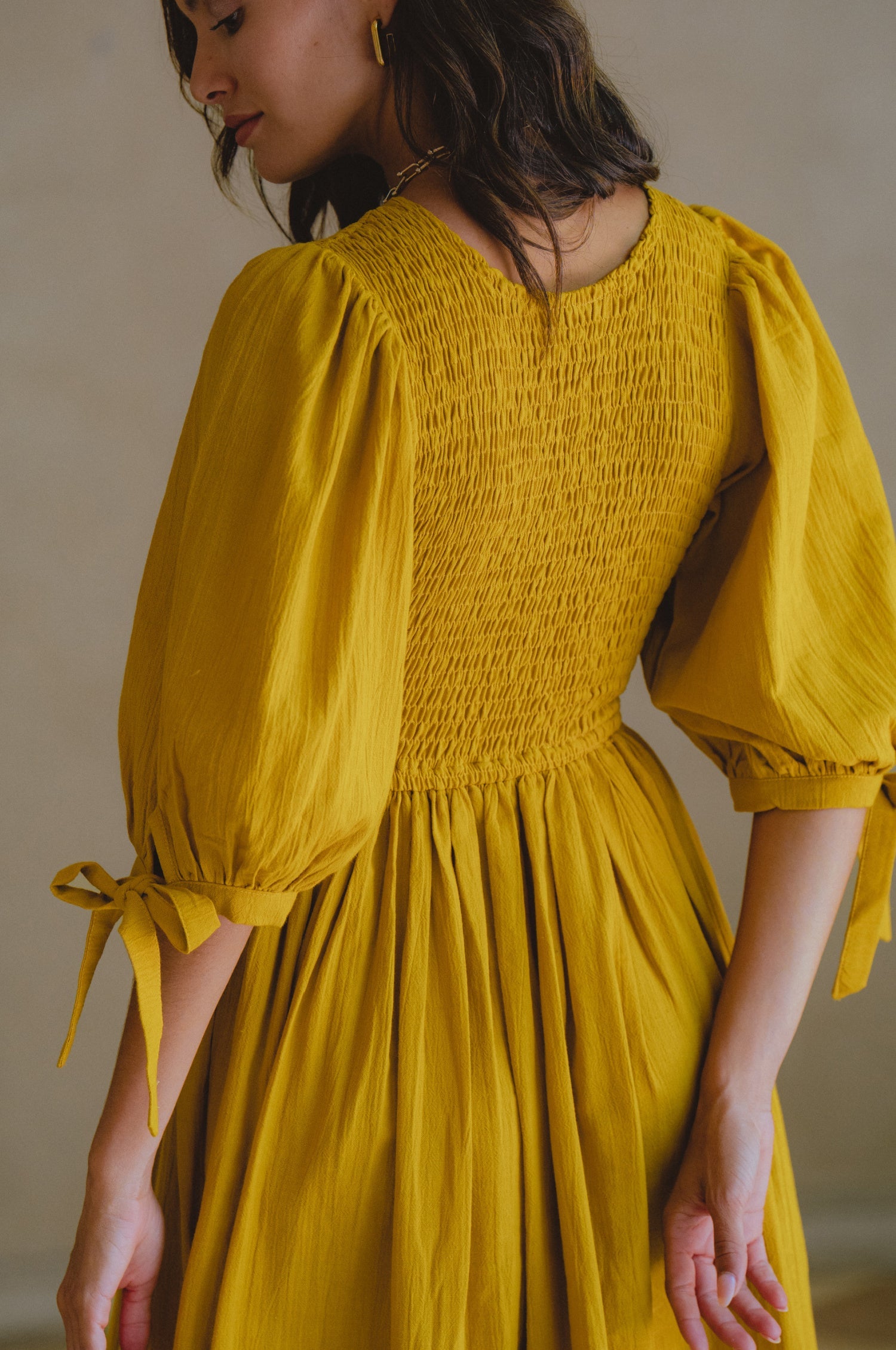 Buy Freya Smocked Linen Midi Dress by Bali ELF