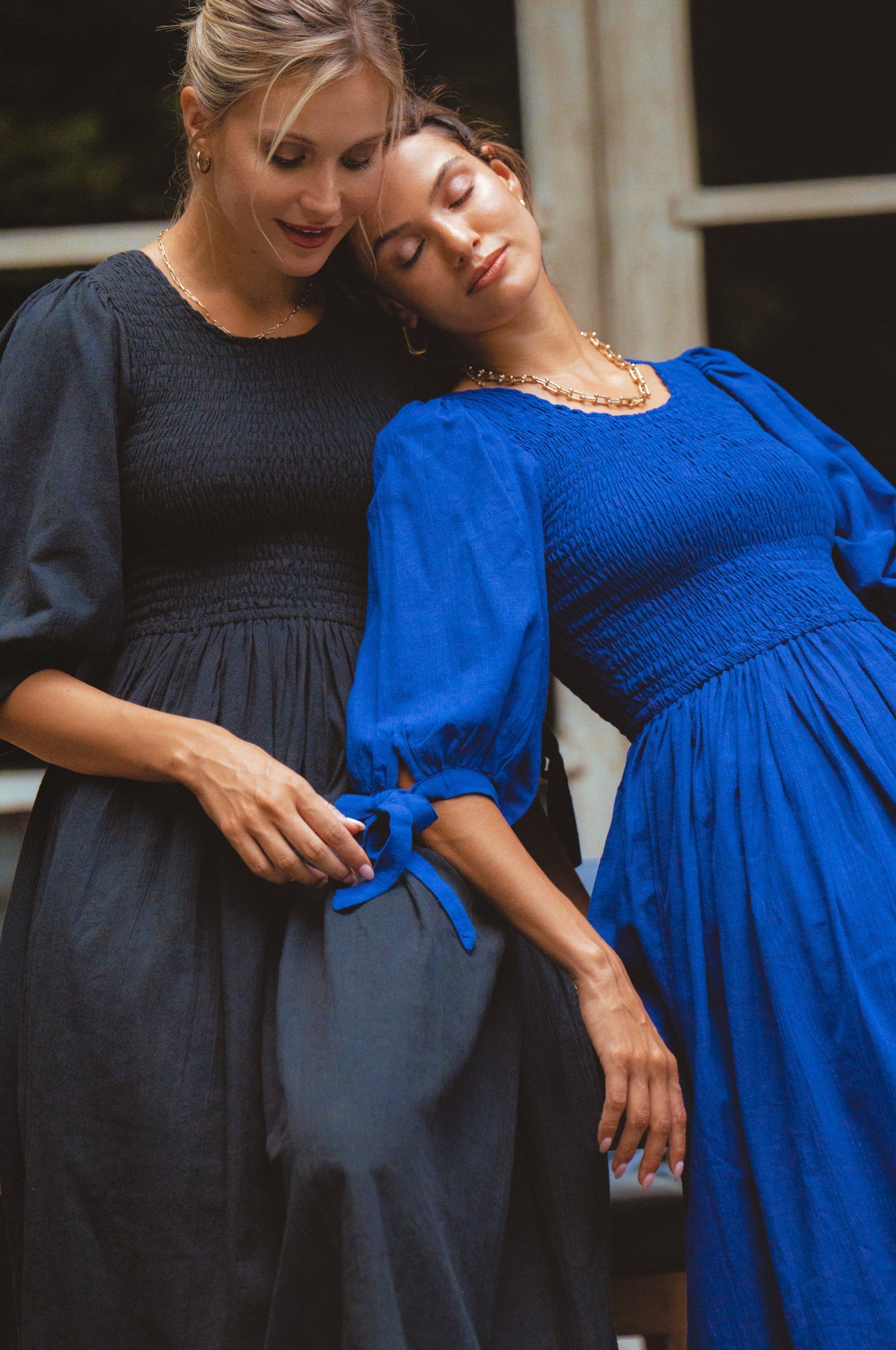 Buy Freya Smocked Linen Midi Dress by Bali ELF