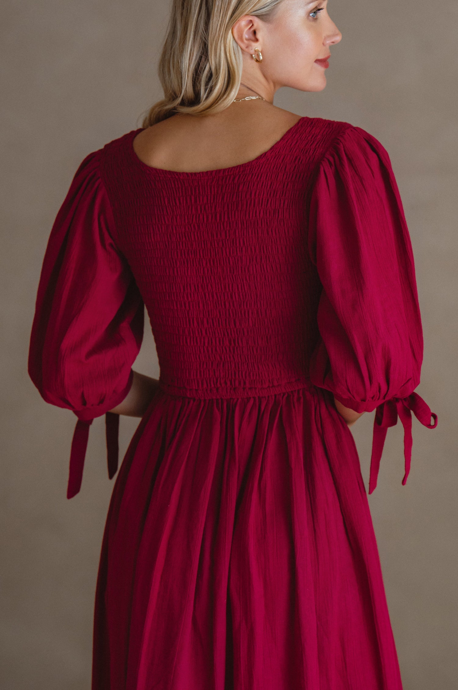 Buy Freya Smocked Linen Midi Dress by Bali ELF