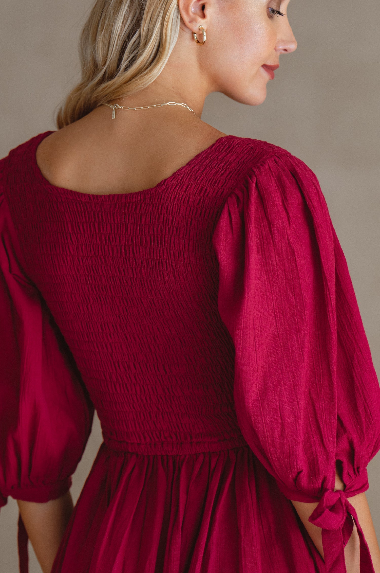 Buy Freya Smocked Linen Midi Dress by Bali ELF