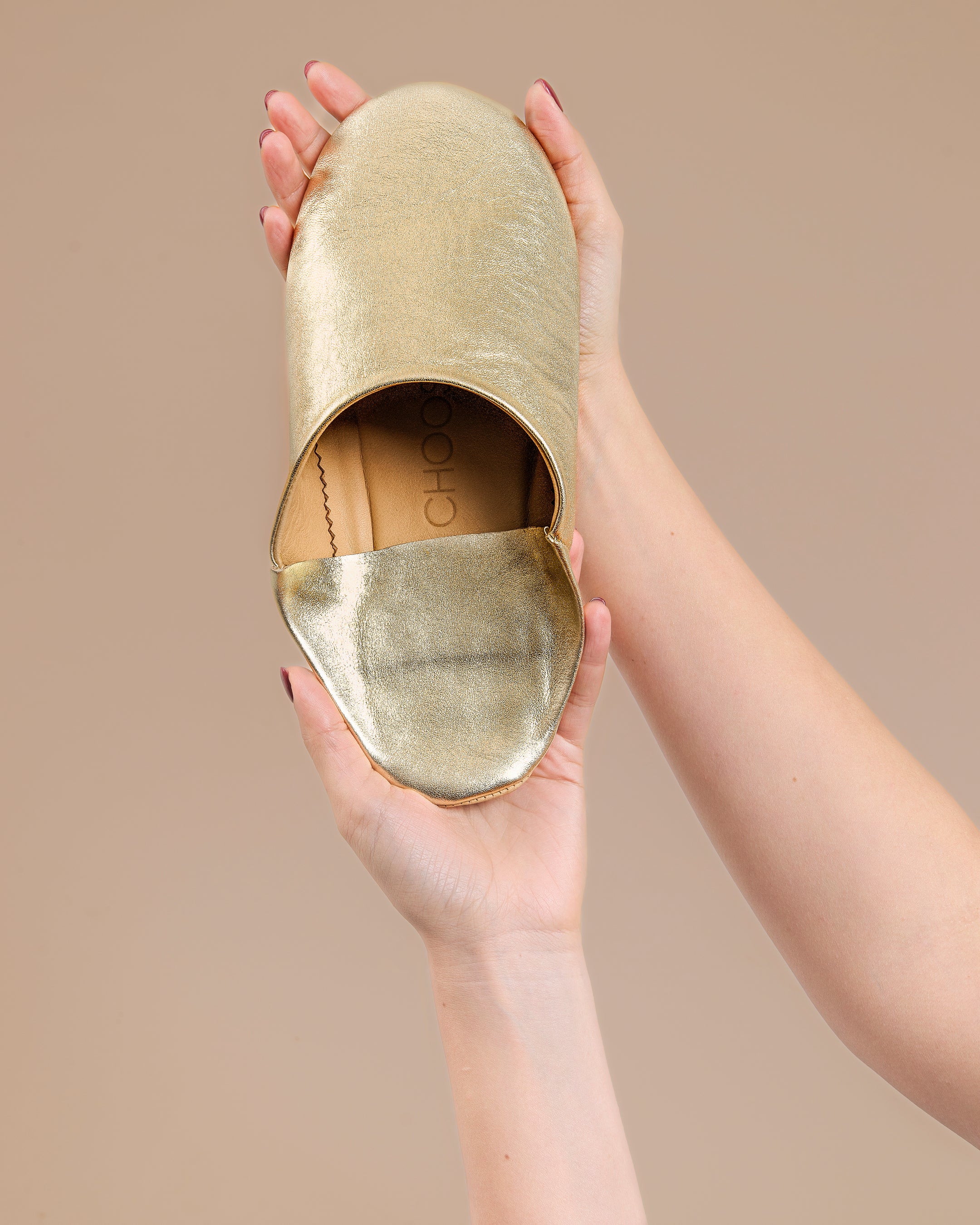 Gold Elegance - Leather Slippers