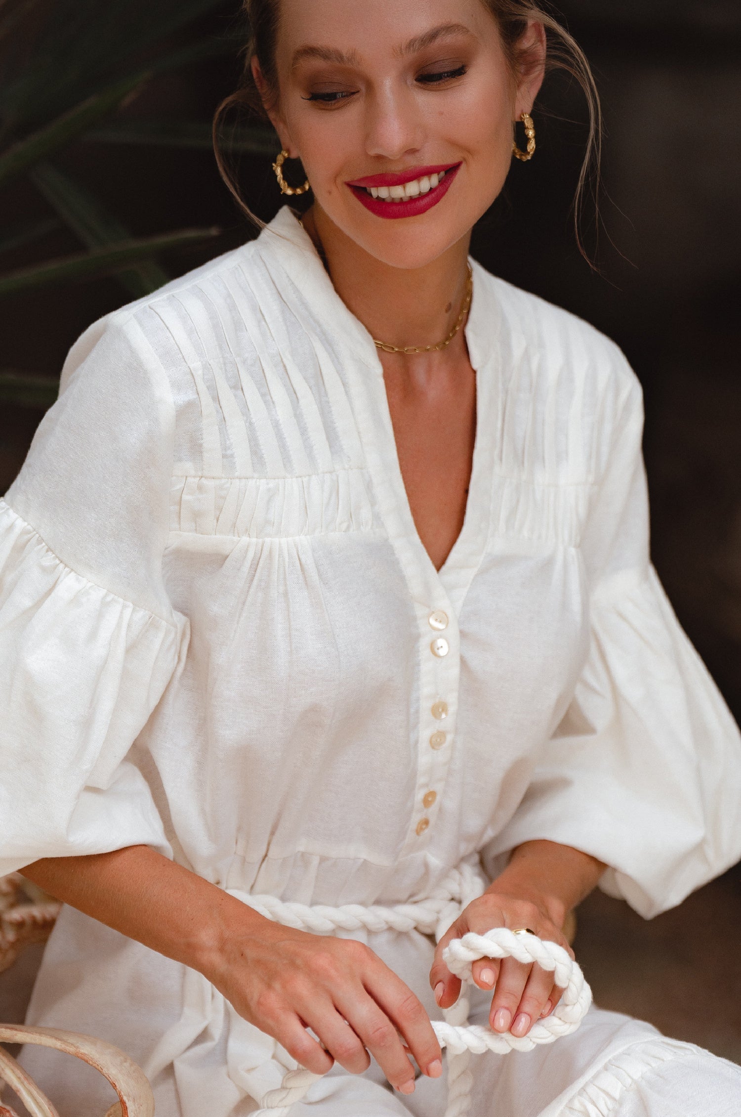 Buy Oleana Puff Sleeve Maxi Dress by Bali ELF