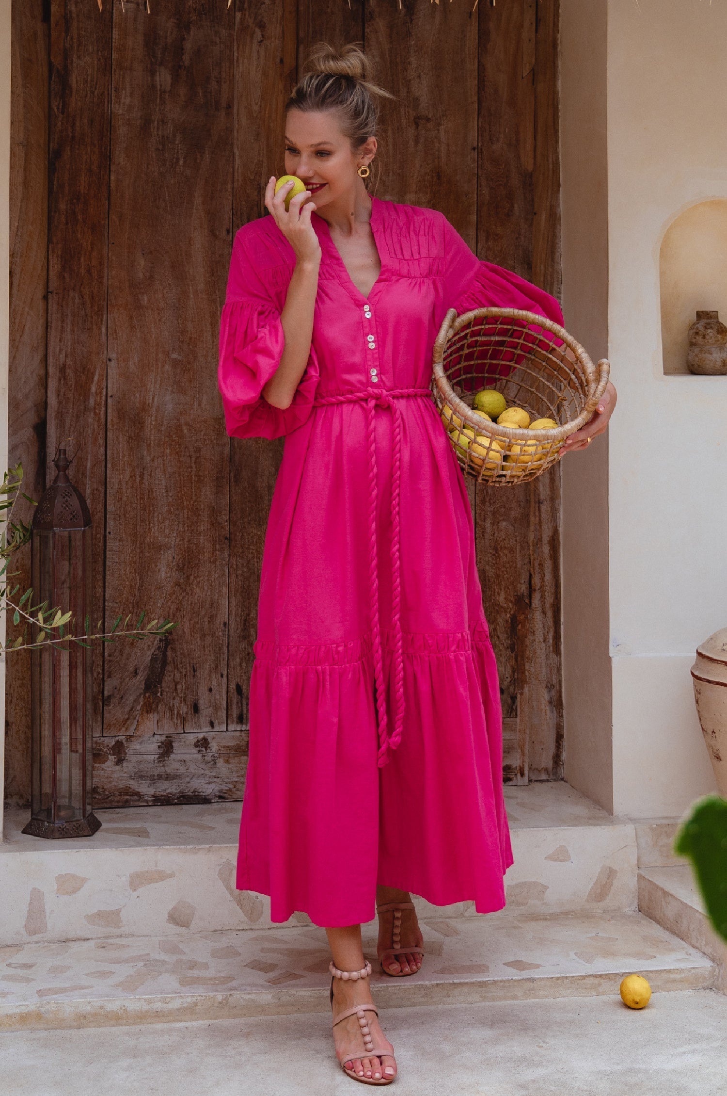 Buy Oleana Puff Sleeve Maxi Dress by Bali ELF