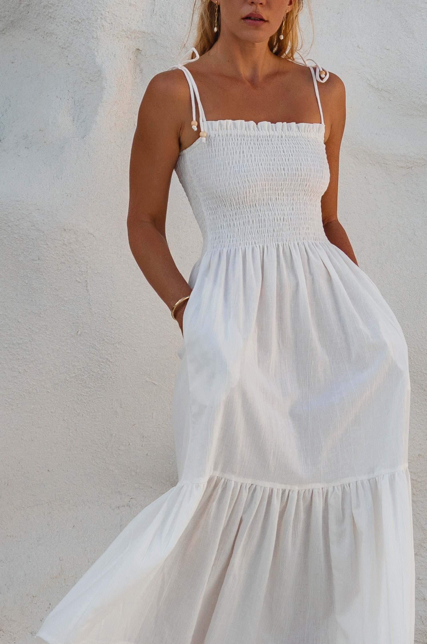 Buy Paradiso Strappy Linen Midi Dress by Bali ELF