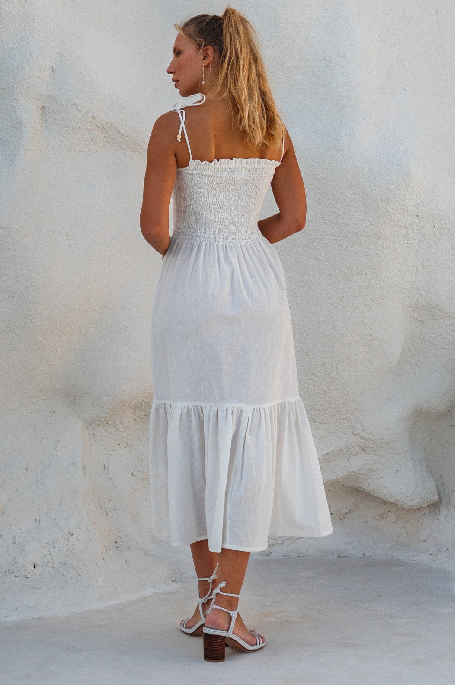 Buy Paradiso Strappy Linen Midi Dress by Bali ELF