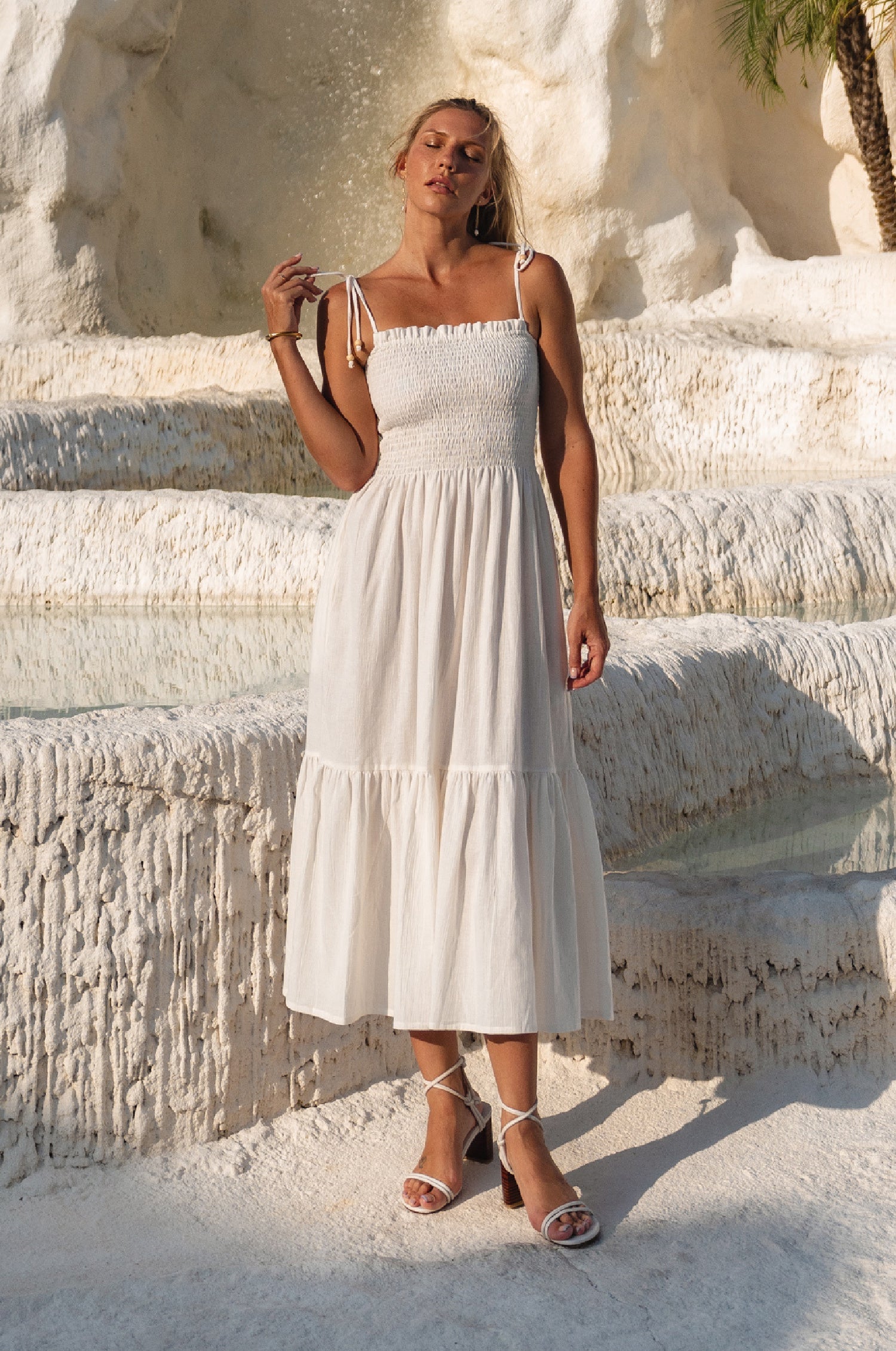 Buy Paradiso Strappy Linen Midi Dress by Bali ELF