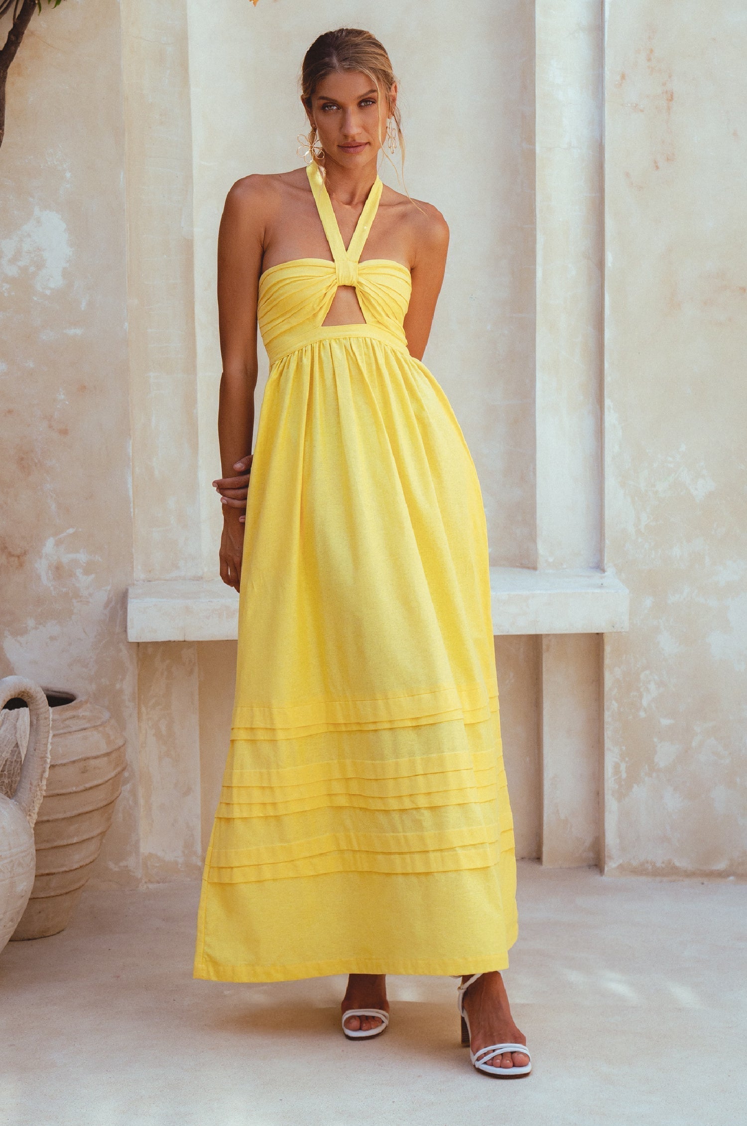 Buy Penelope Halter Linen Maxi Dress by Bali ELF