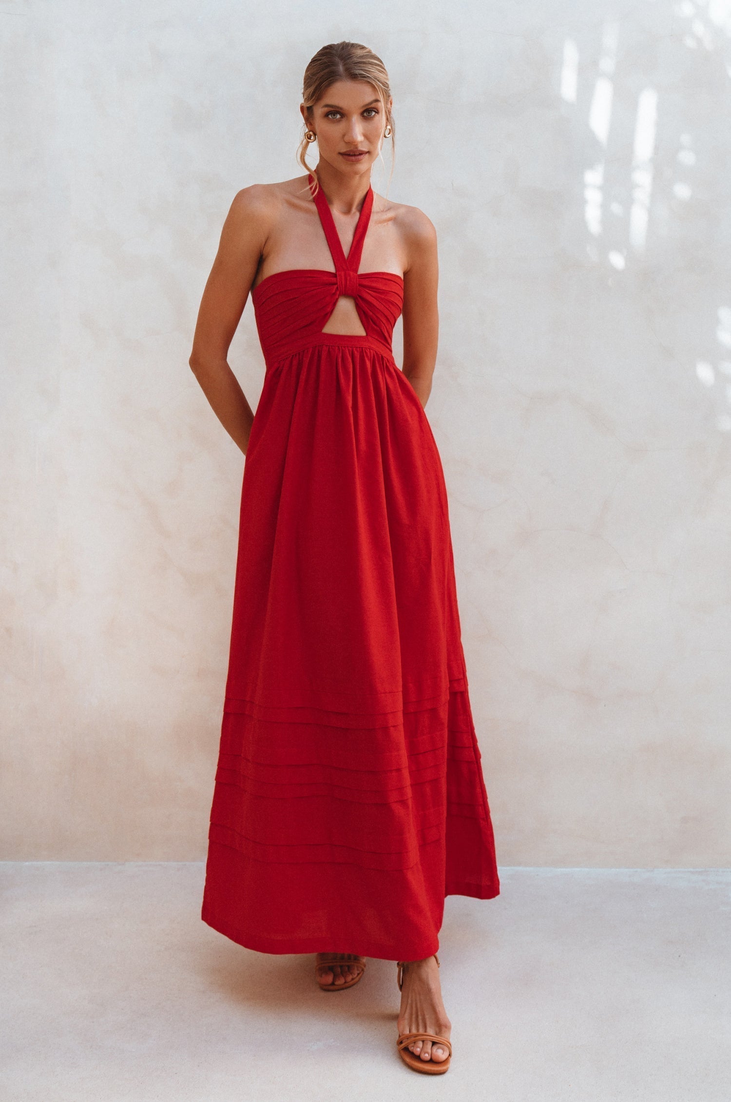 Buy Penelope Halter Linen Maxi Dress by Bali ELF
