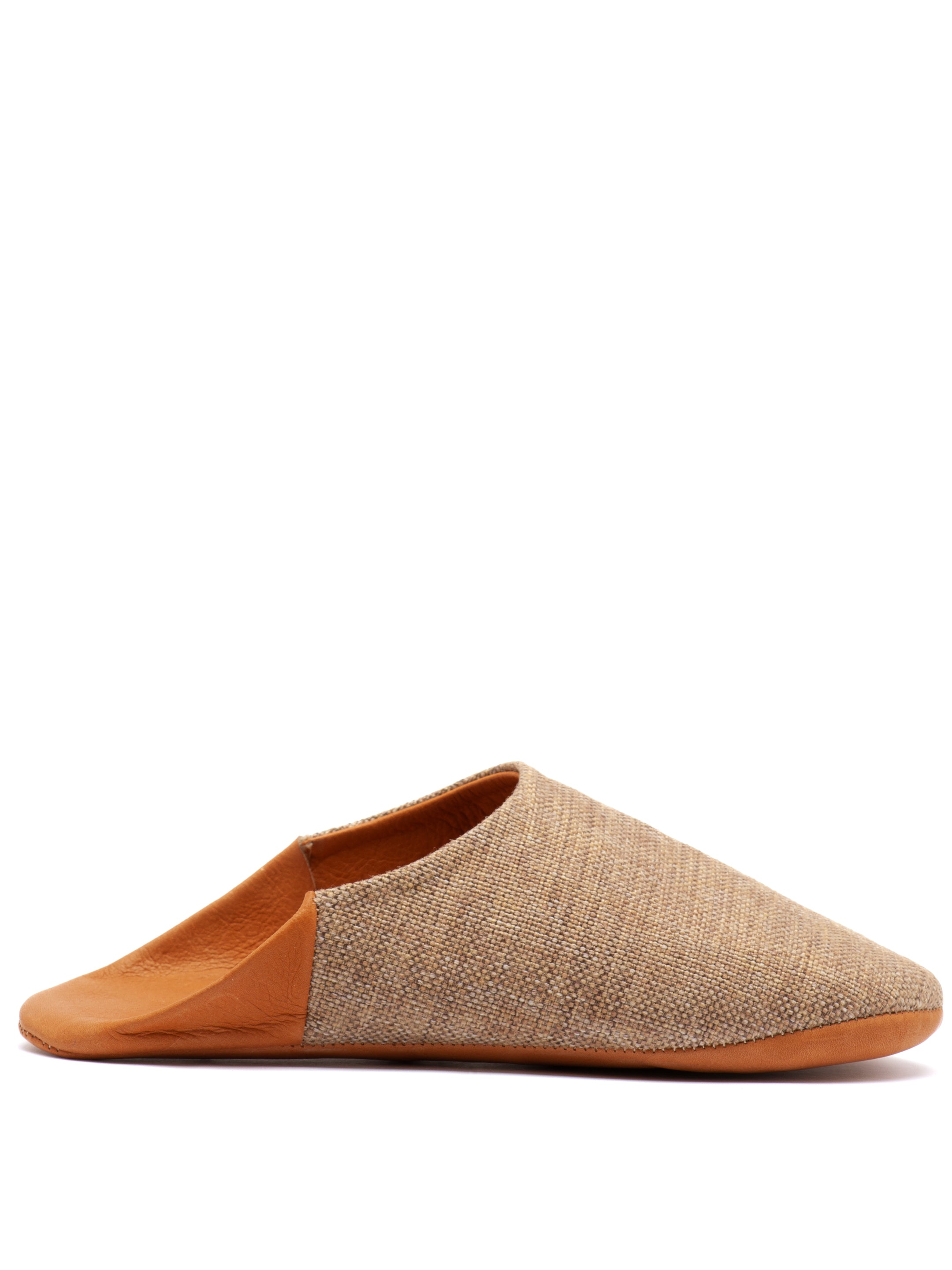 Russet Linen Fusion - Leather & Textile Slippers