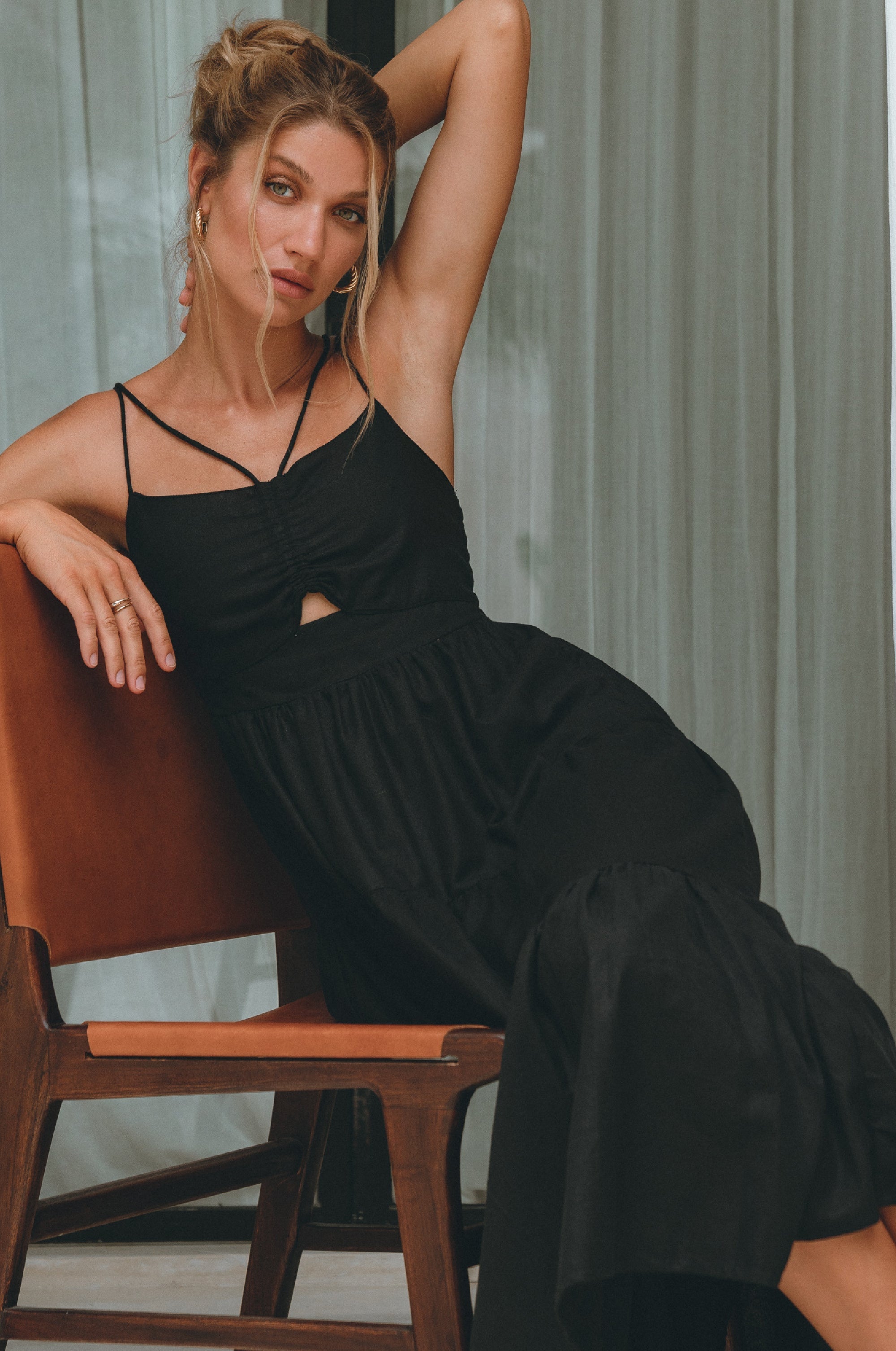 Buy Rafaela Strappy Linen Midi Dress by Bali ELF