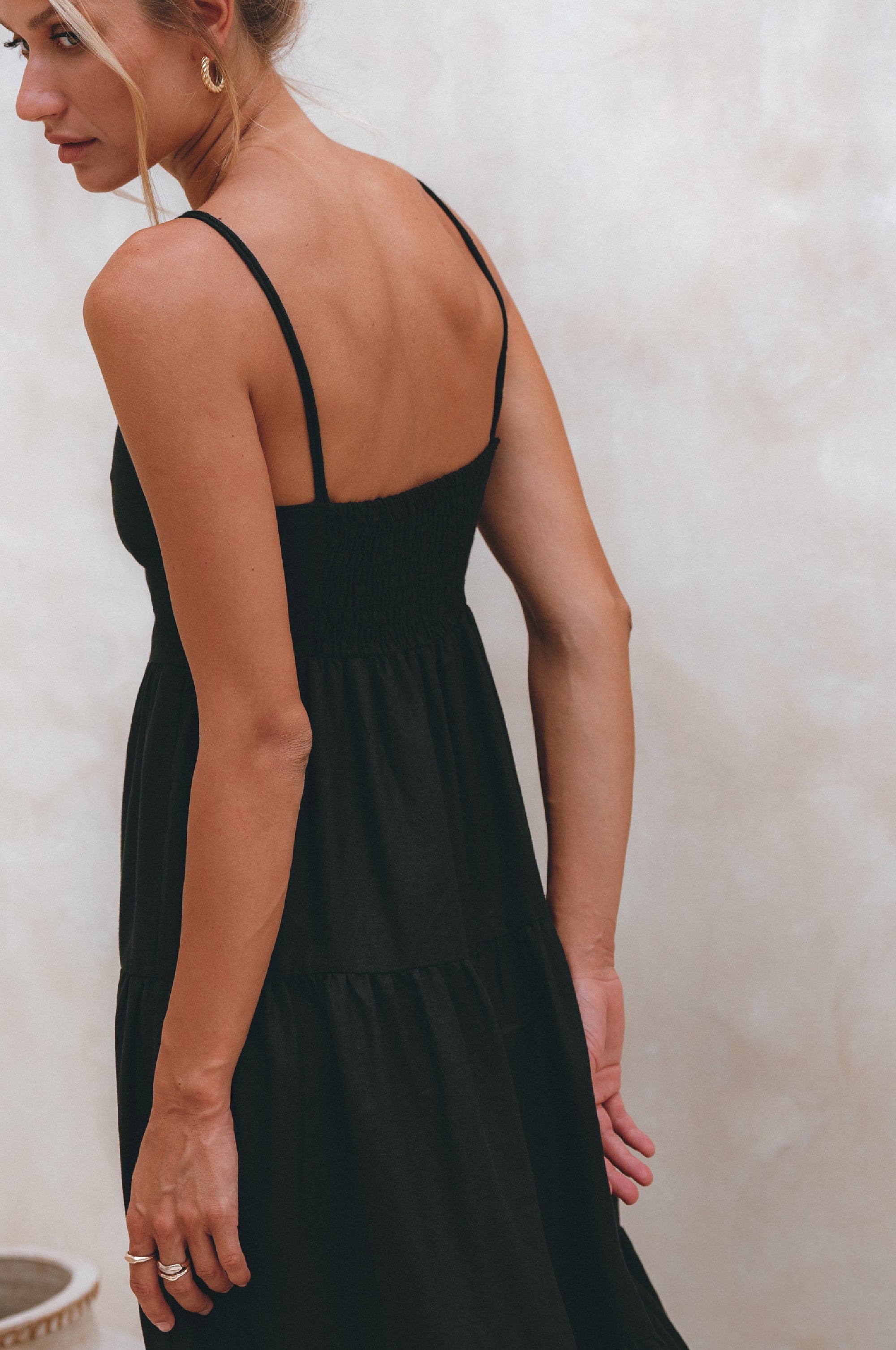 Buy Rafaela Strappy Linen Midi Dress by Bali ELF