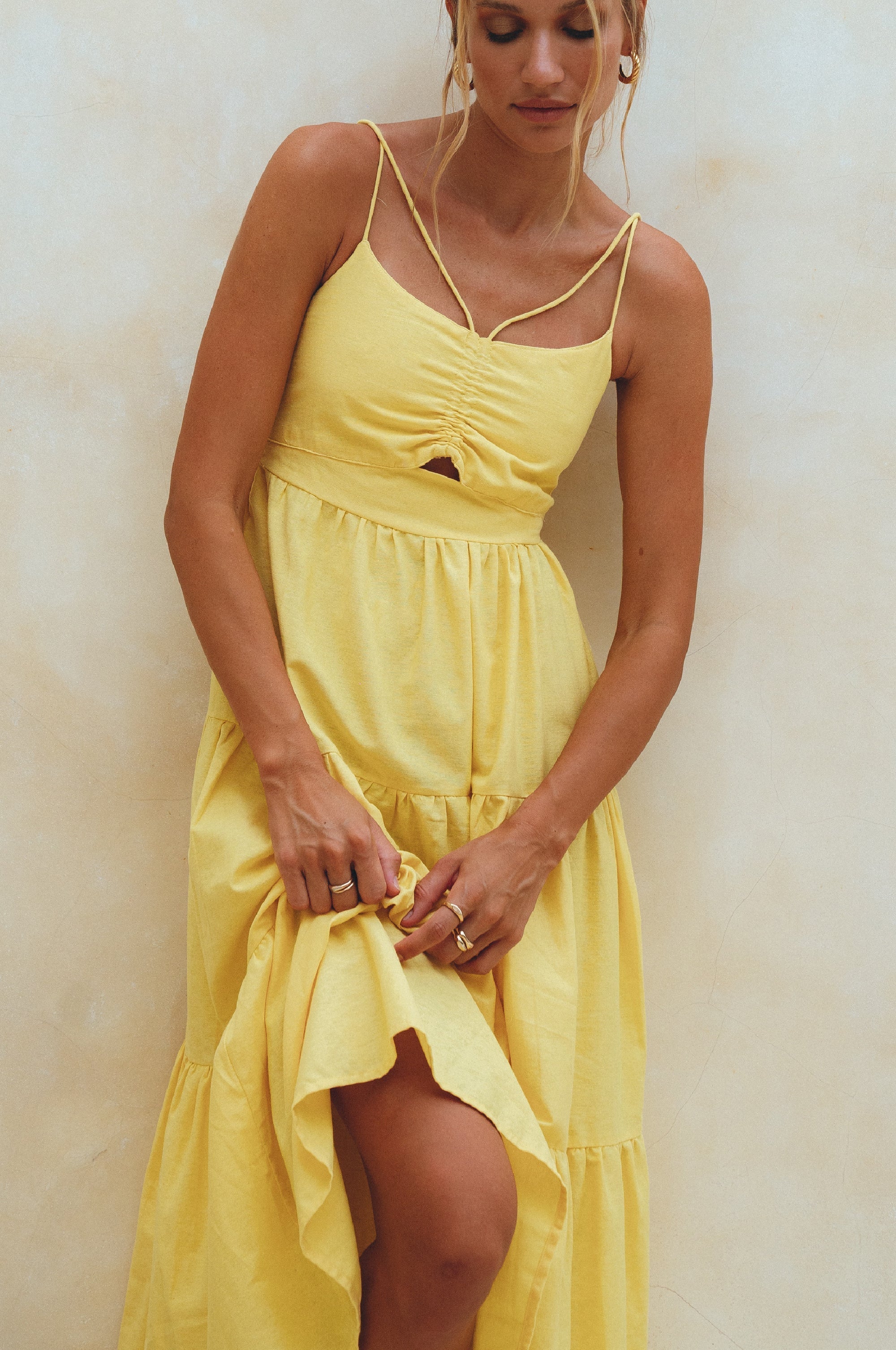 Buy Rafaela Strappy Linen Midi Dress by Bali ELF