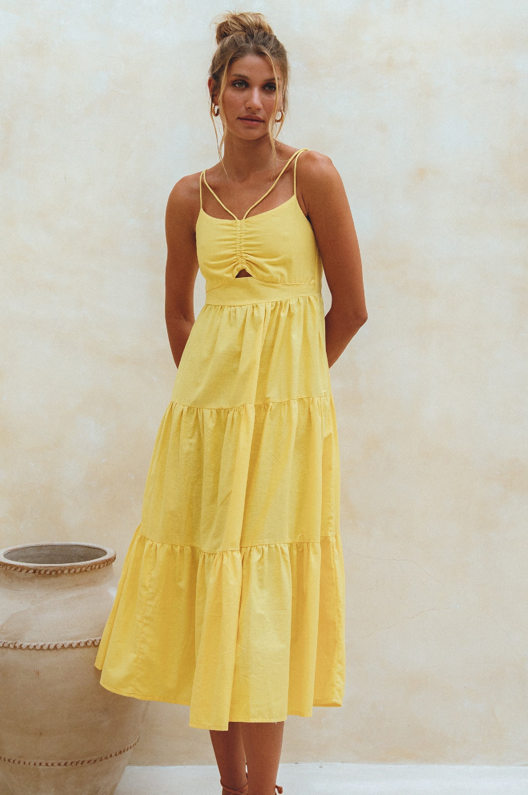 Buy Rafaela Strappy Linen Midi Dress by Bali ELF