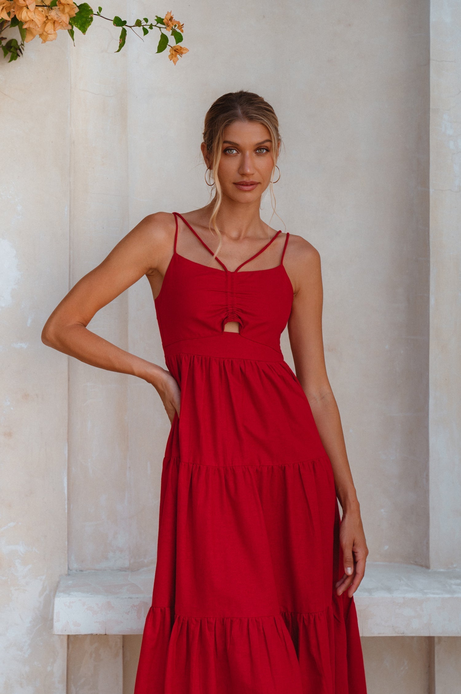 Buy Rafaela Strappy Linen Midi Dress by Bali ELF