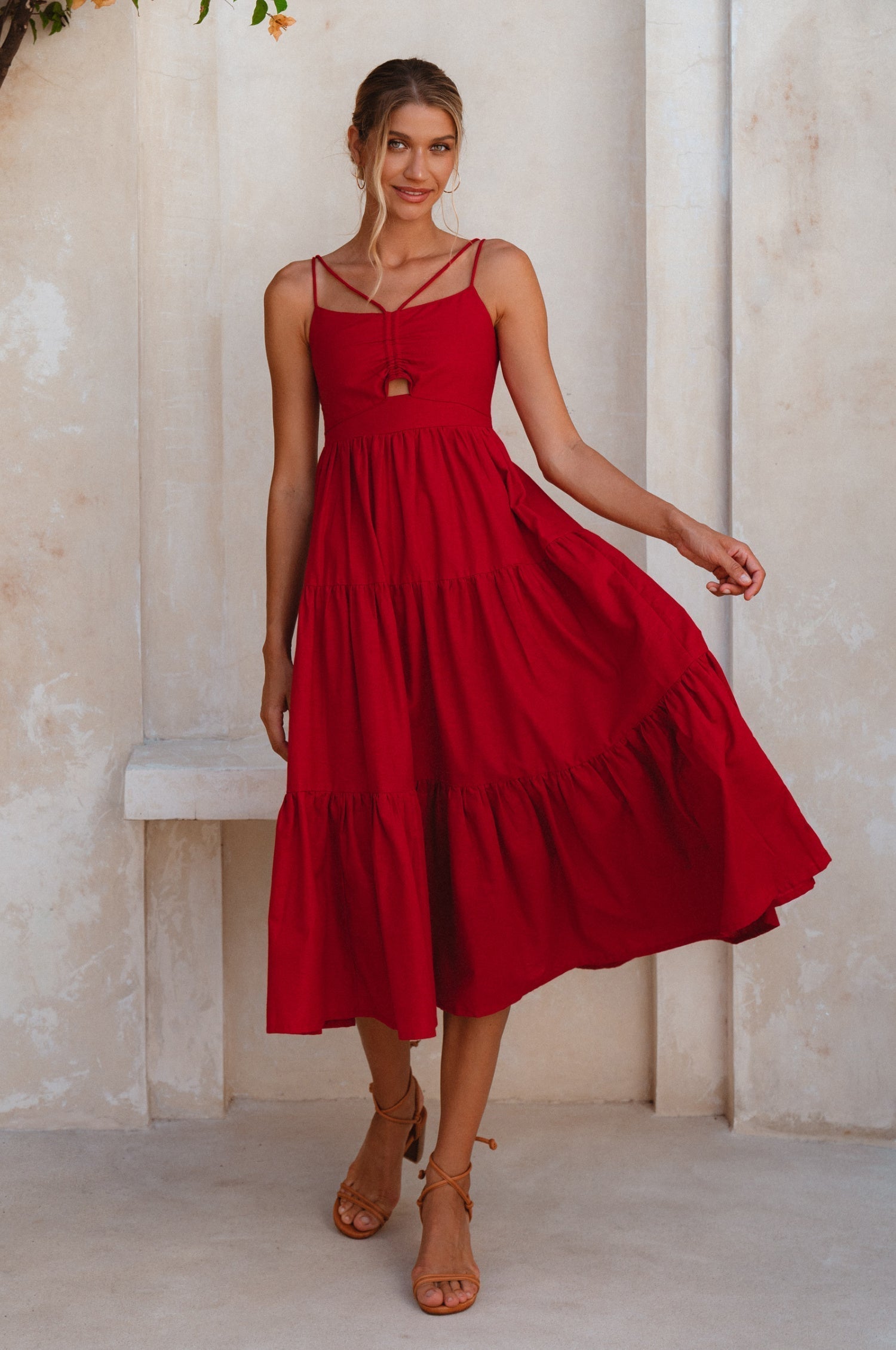 Buy Rafaela Strappy Linen Midi Dress by Bali ELF