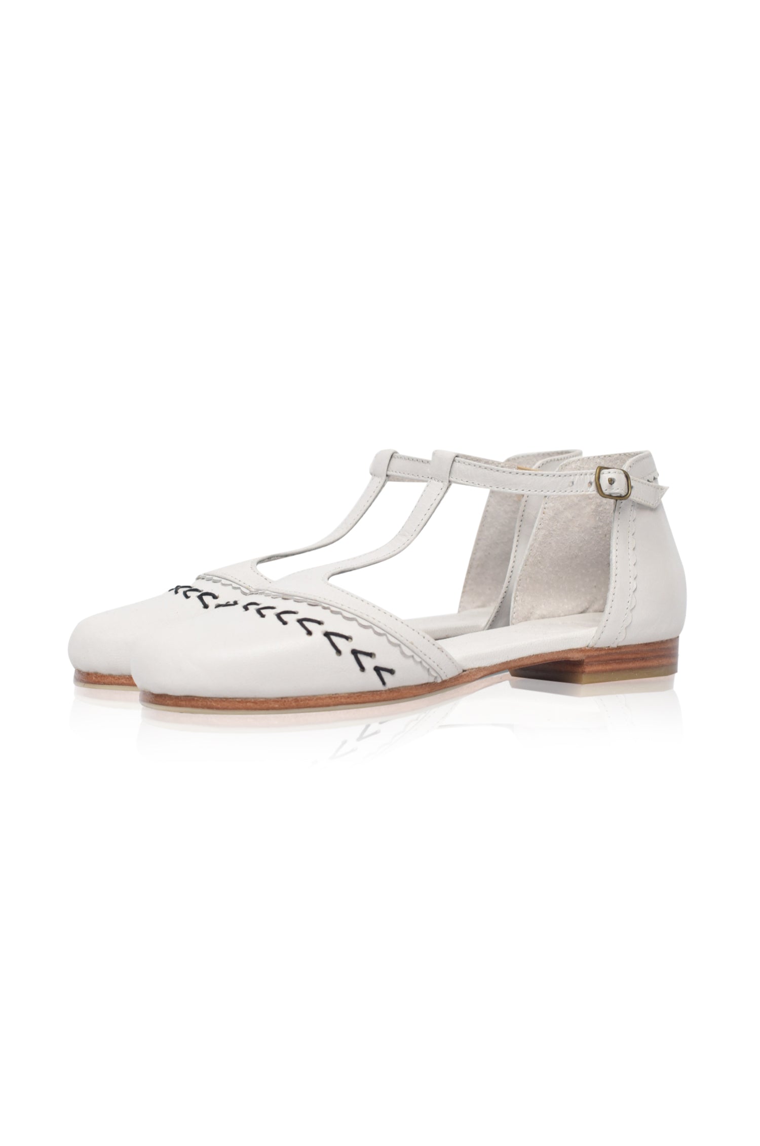 Buy Wonderland T-strap Leather Flats by Bali ELF