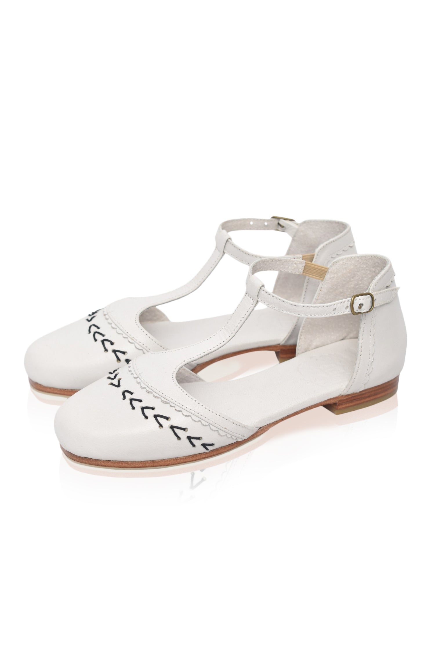 Buy Wonderland T-strap Leather Flats by Bali ELF