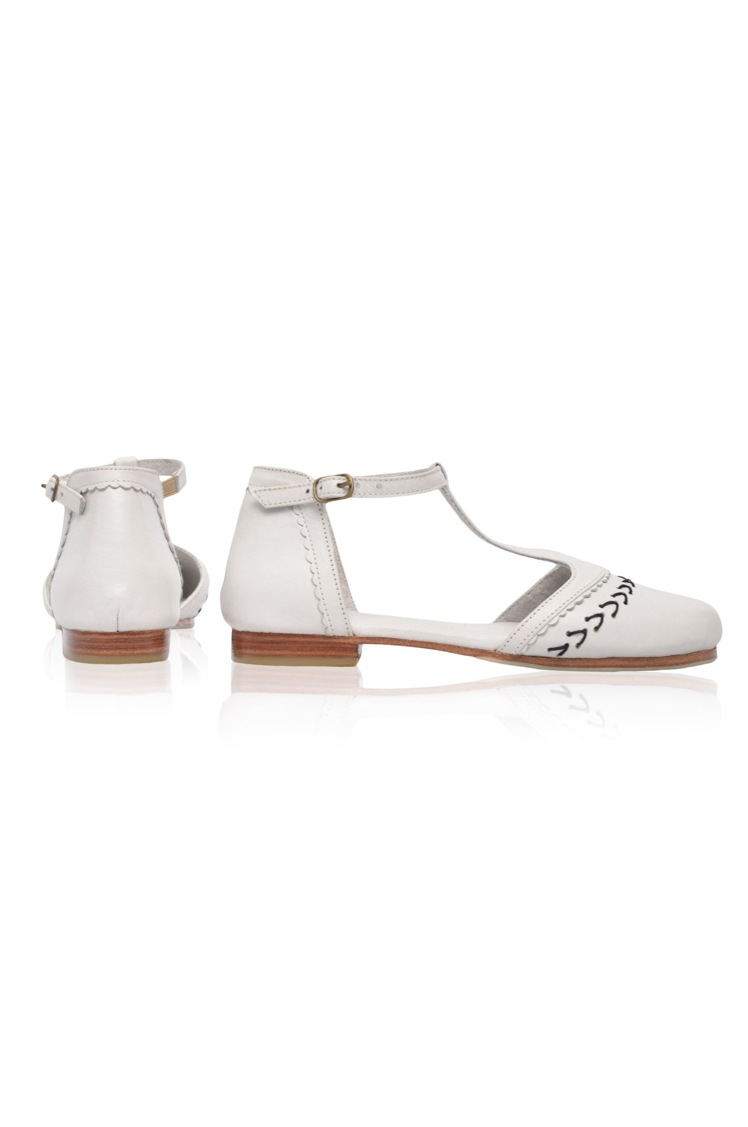 Buy Wonderland T-strap Leather Flats by Bali ELF