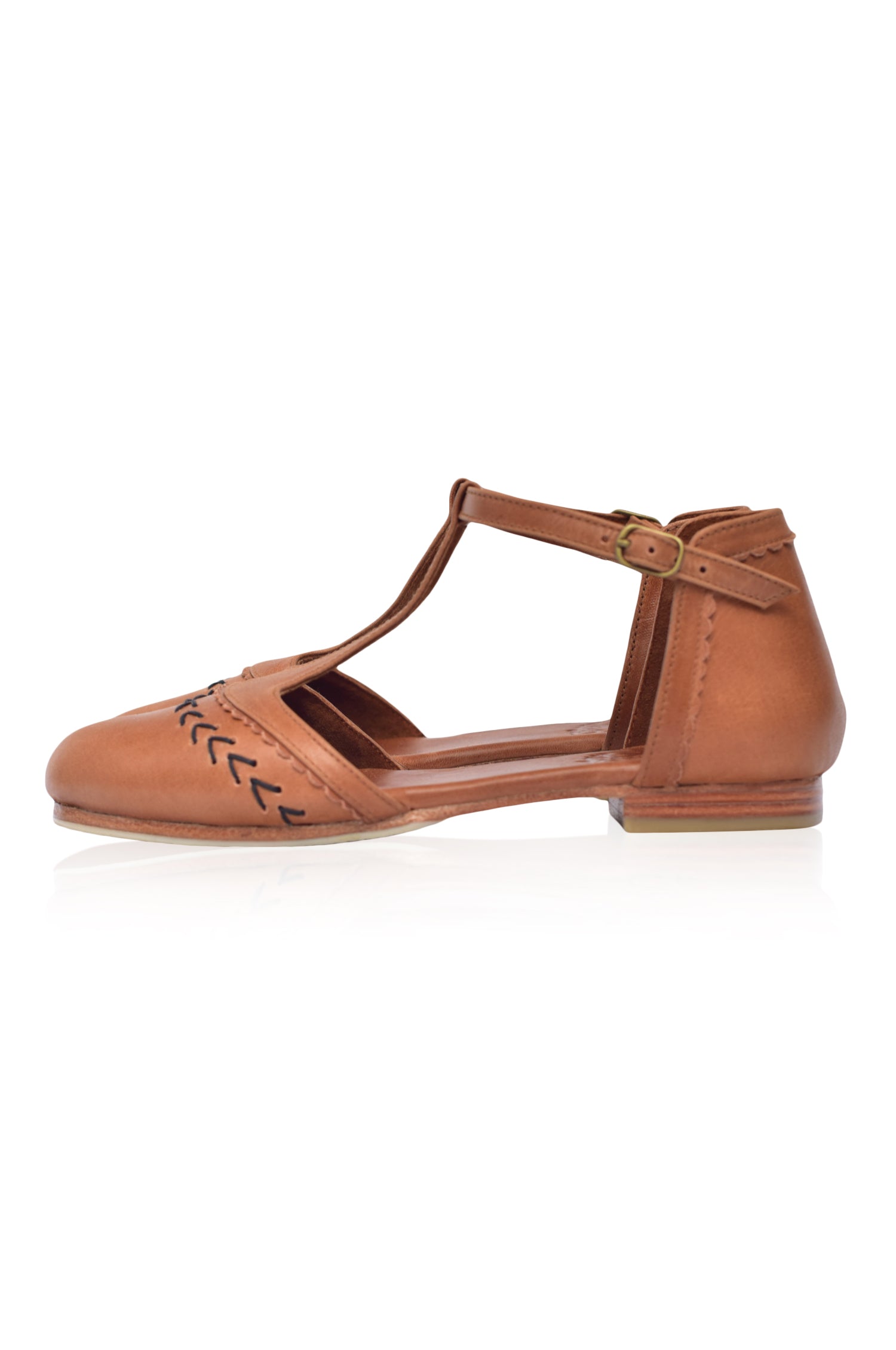 Buy Wonderland T-strap Leather Flats by ELF