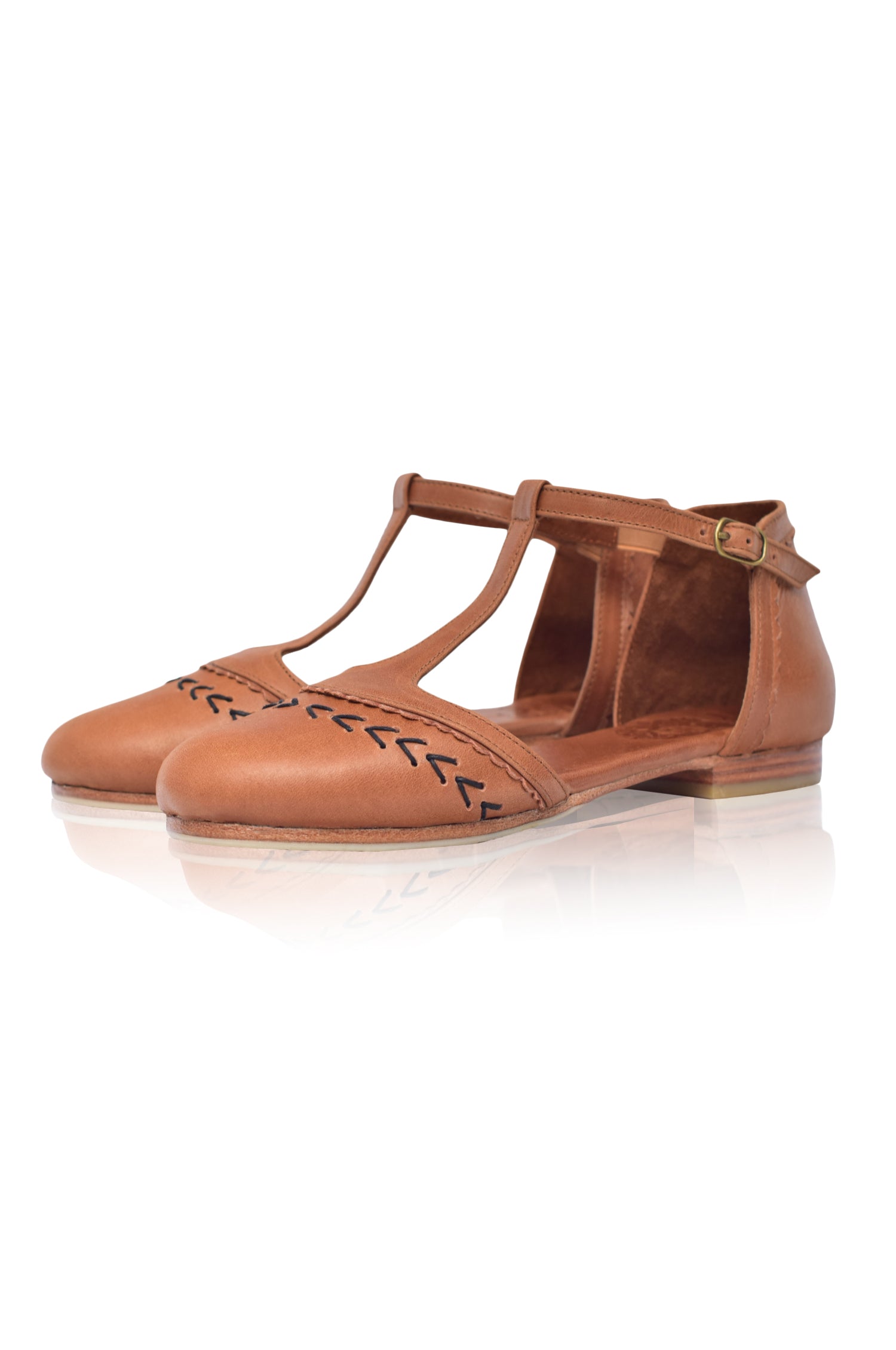 Buy Wonderland T-strap Leather Flats by ELF