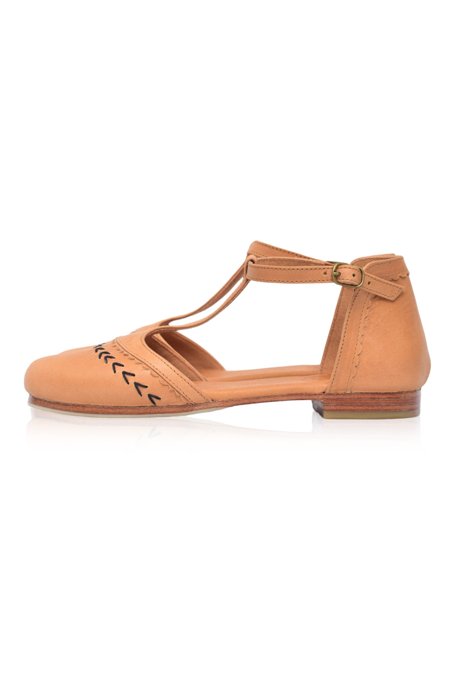 Buy Wonderland T-strap Leather Flats by ELF