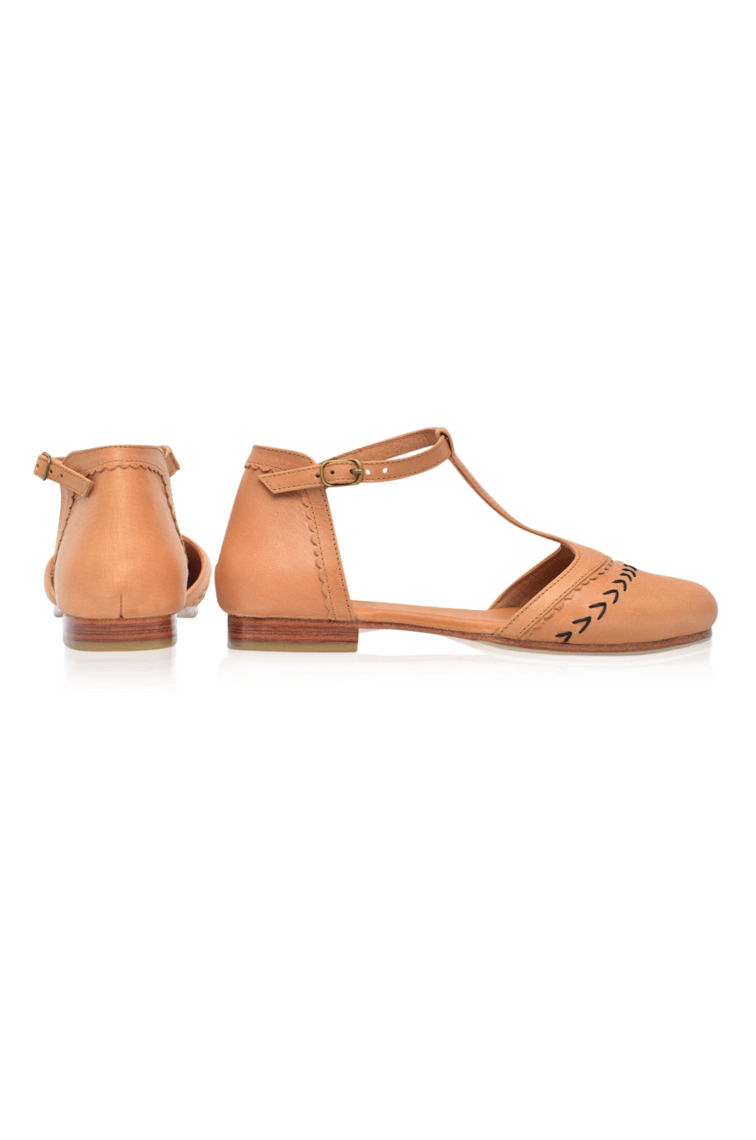Buy Wonderland T-strap Leather Flats by ELF
