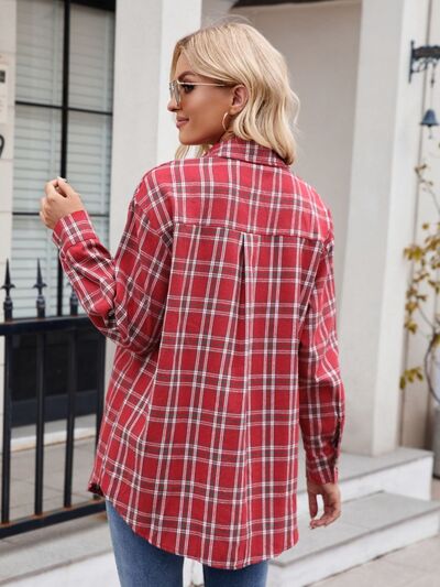 Buy Plaid Button Up Long Sleeve Shirt by Mandy