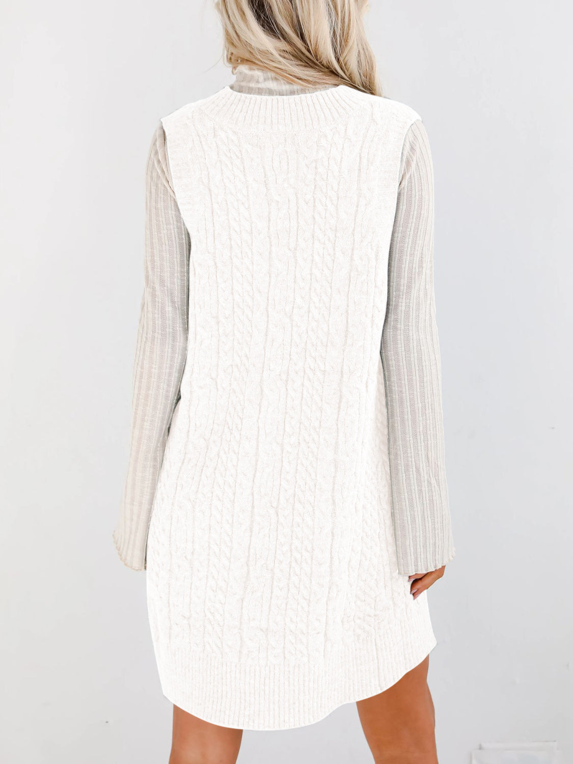 Buy Cable Knit V-Neck Mini Sweater Overall Dress by Faz