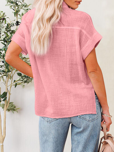 Buy Button Up Short Sleeve Shirt by T@D