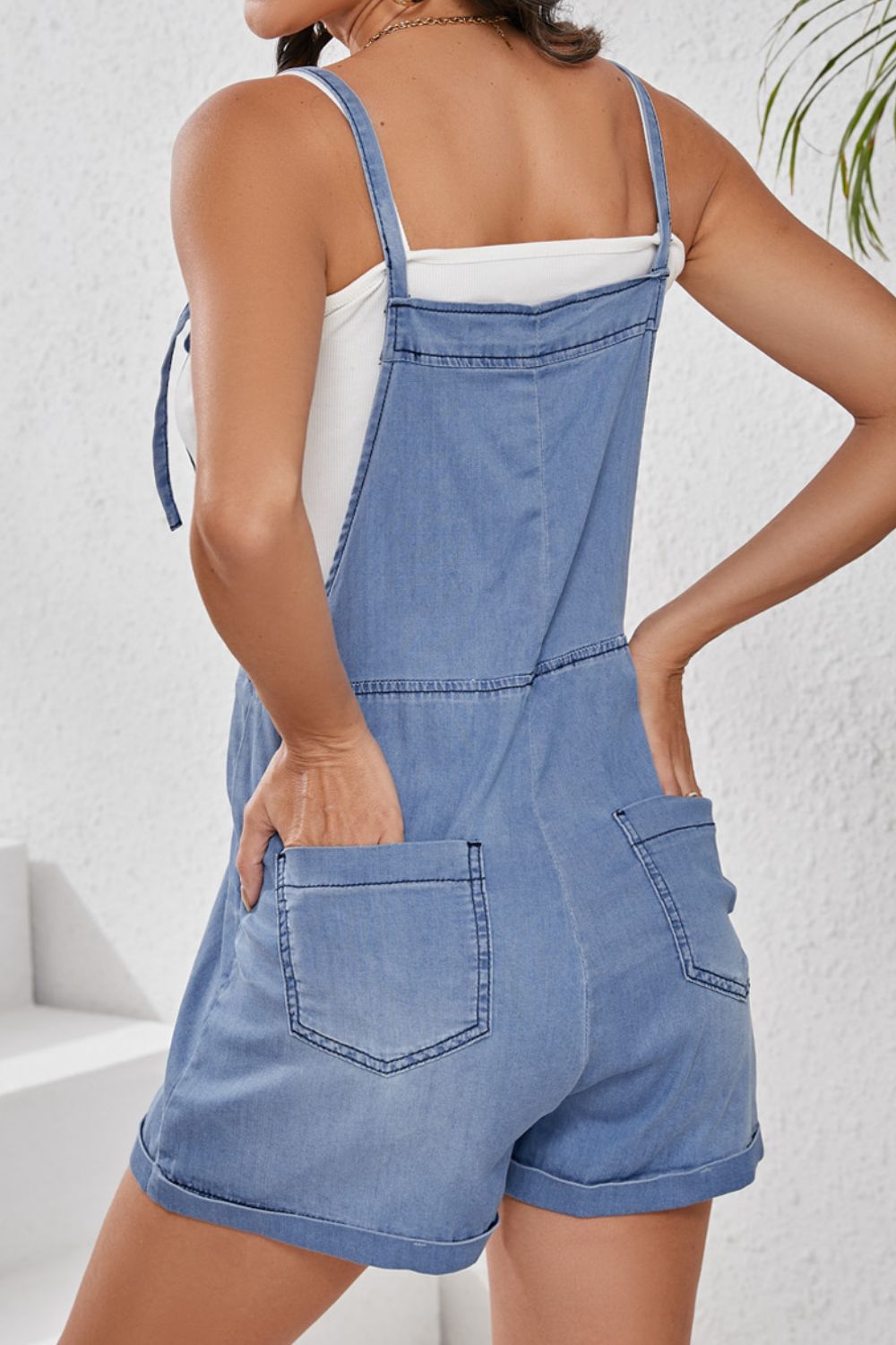 Buy Square Neck Denim Overalls with Pockets by Faz